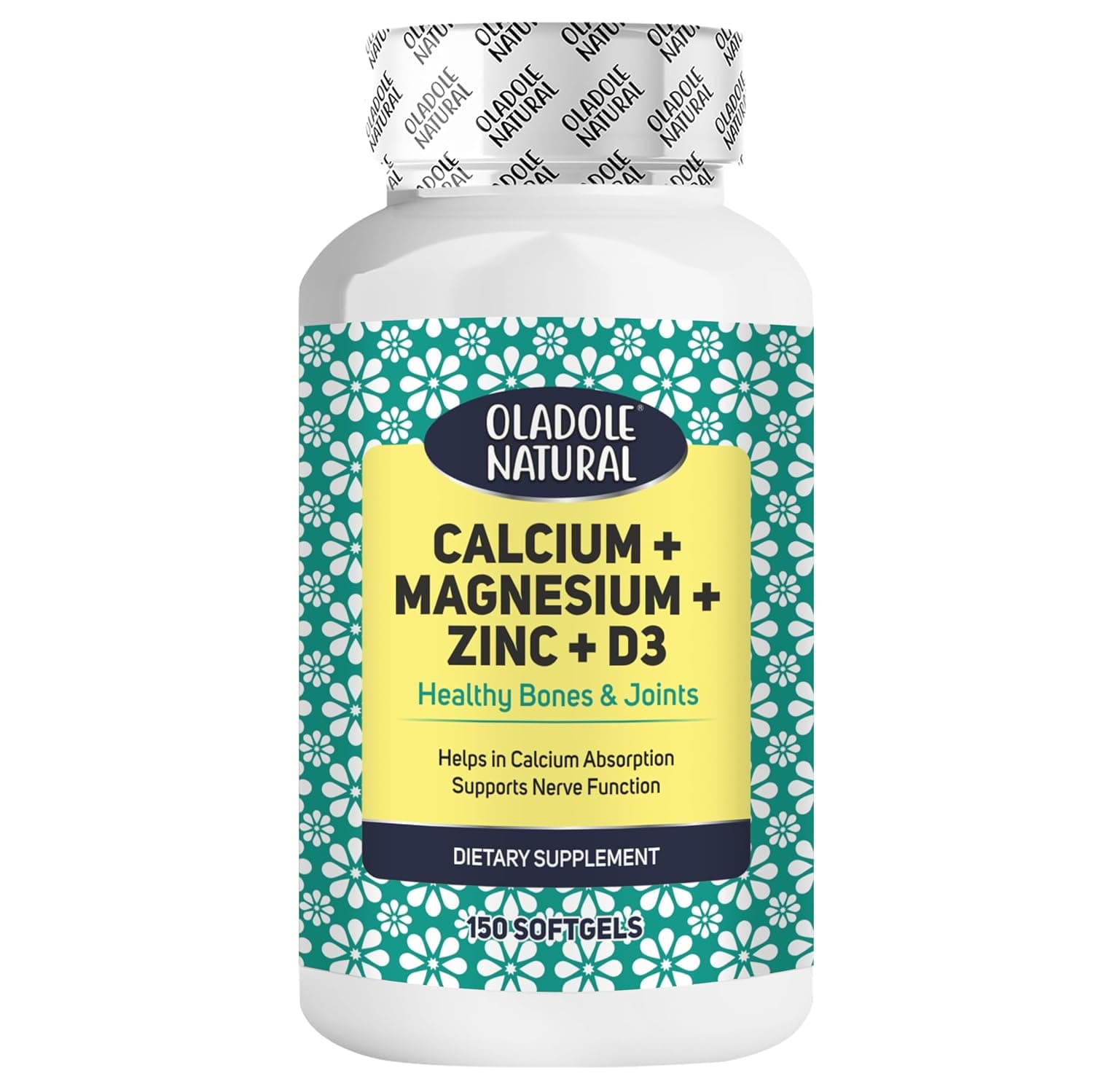 Oladole Natural Calcium, Magnesium, Zinc & Vitamin D3-150 Softgels