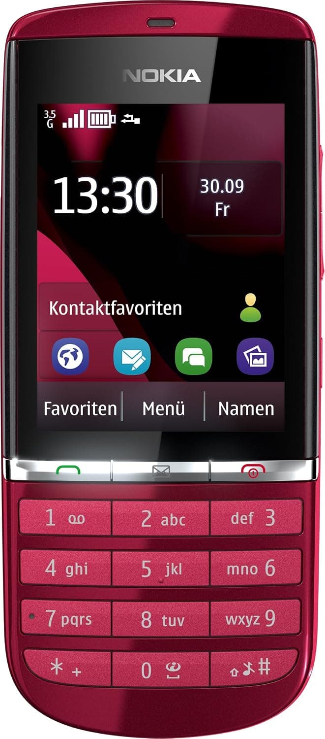 Nokia Asha 300 Single-SIM 140MB (GSM Only | No CDMA) Factory Unlocked 3G Cellphone (Red) - International Version