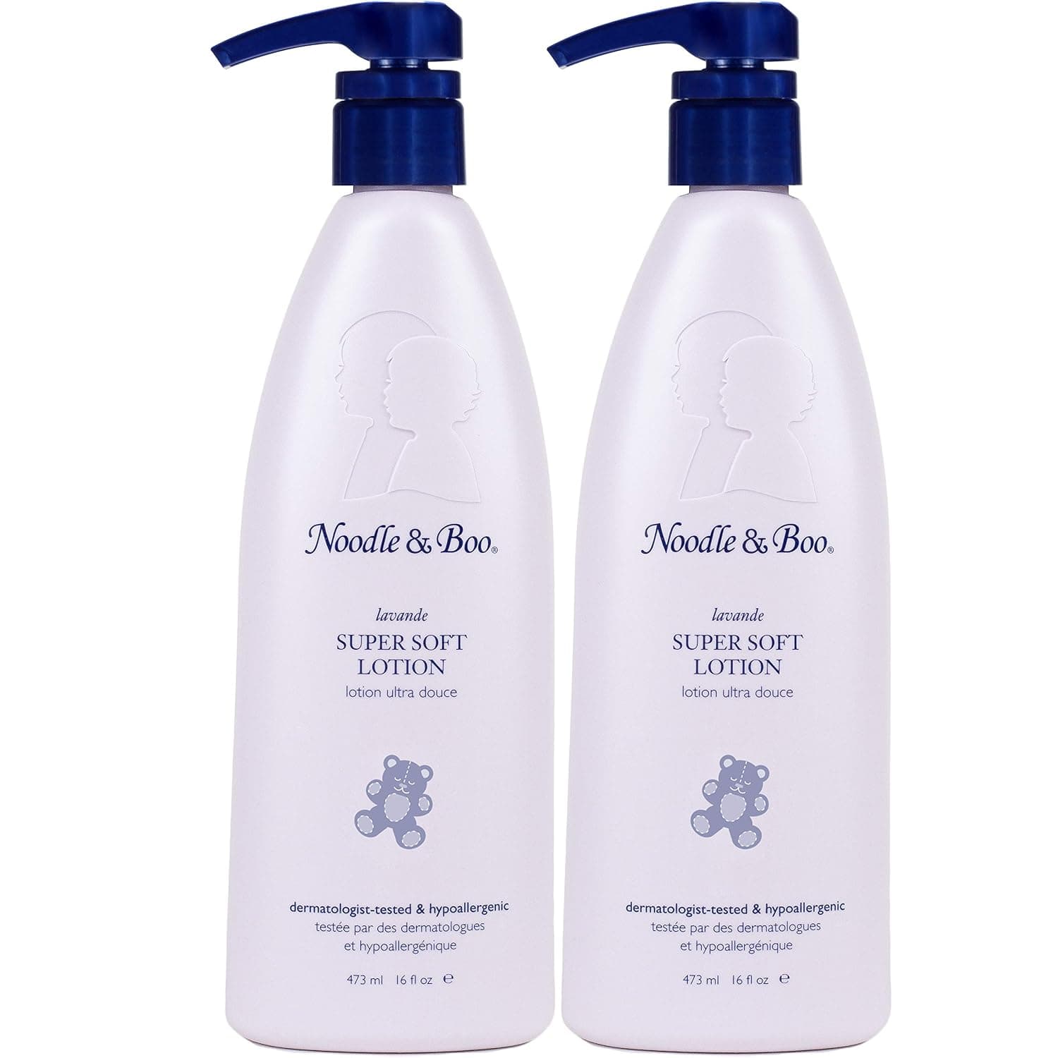 Noodle & Boo Lavender Super Soft Pediatrician Tested Moisturizing Lotion for Daily Newborn and Baby Care Free of Parabens, Sulfates and Dyes, 2 Pack, 16 fl. oz.