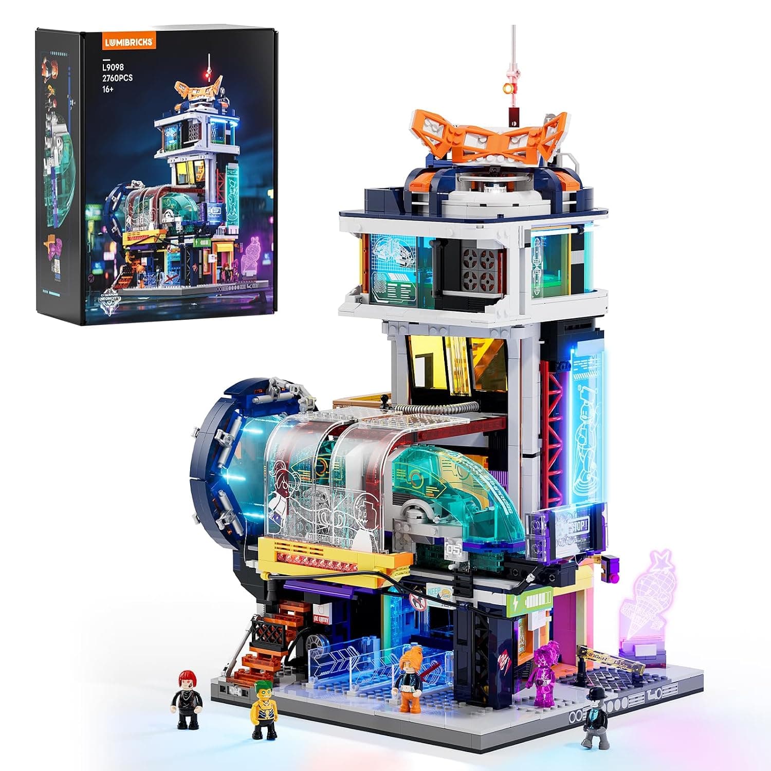 Lumibricks Cyberpunk Floating Train Station Lighting Building Blocks Set, with Detachable Mechanism, Modular Construction, for Adult Construction Enthusiasts and