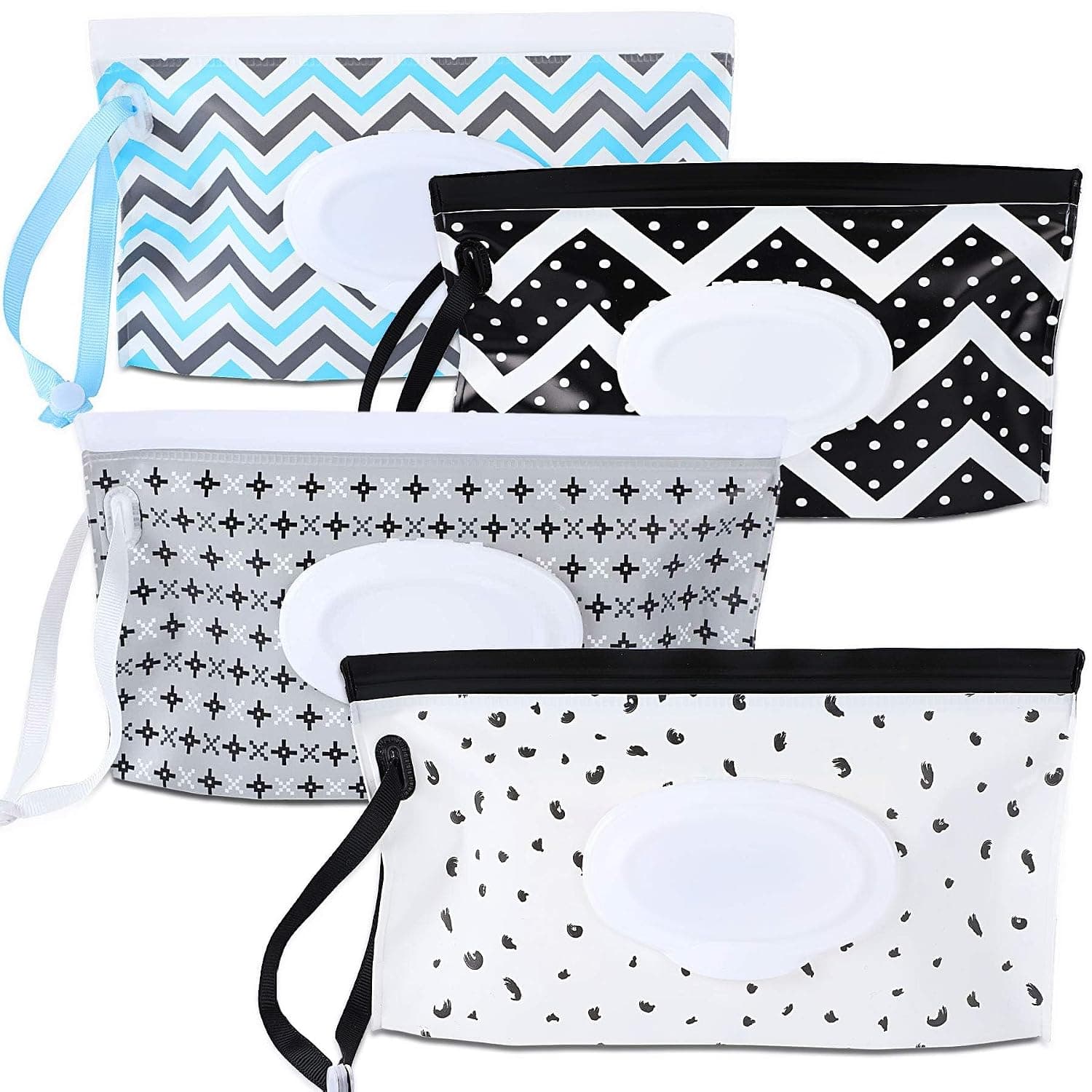 Baby Wipe Dispenser 4 Pack, Portable Wet Wipe Dispenser Bag, aby Wipes Container, Wipe Dispenser, Reusable Travel Baby Wipes Container, Refillable Wet Wipe Carrying Case, Holder for Diaper Bag
