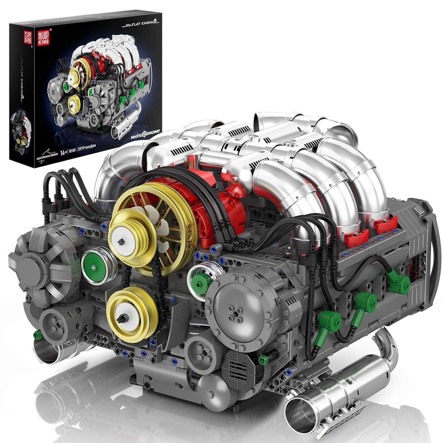 Mould King 10181 Technik Engine Construction Kit, Building Blocks, Car Engines, Boxer Engine, Engine Kit, Clamping Blocks, Simulation Motor with Functional Engine Kit for Adults (2375 Pieces)