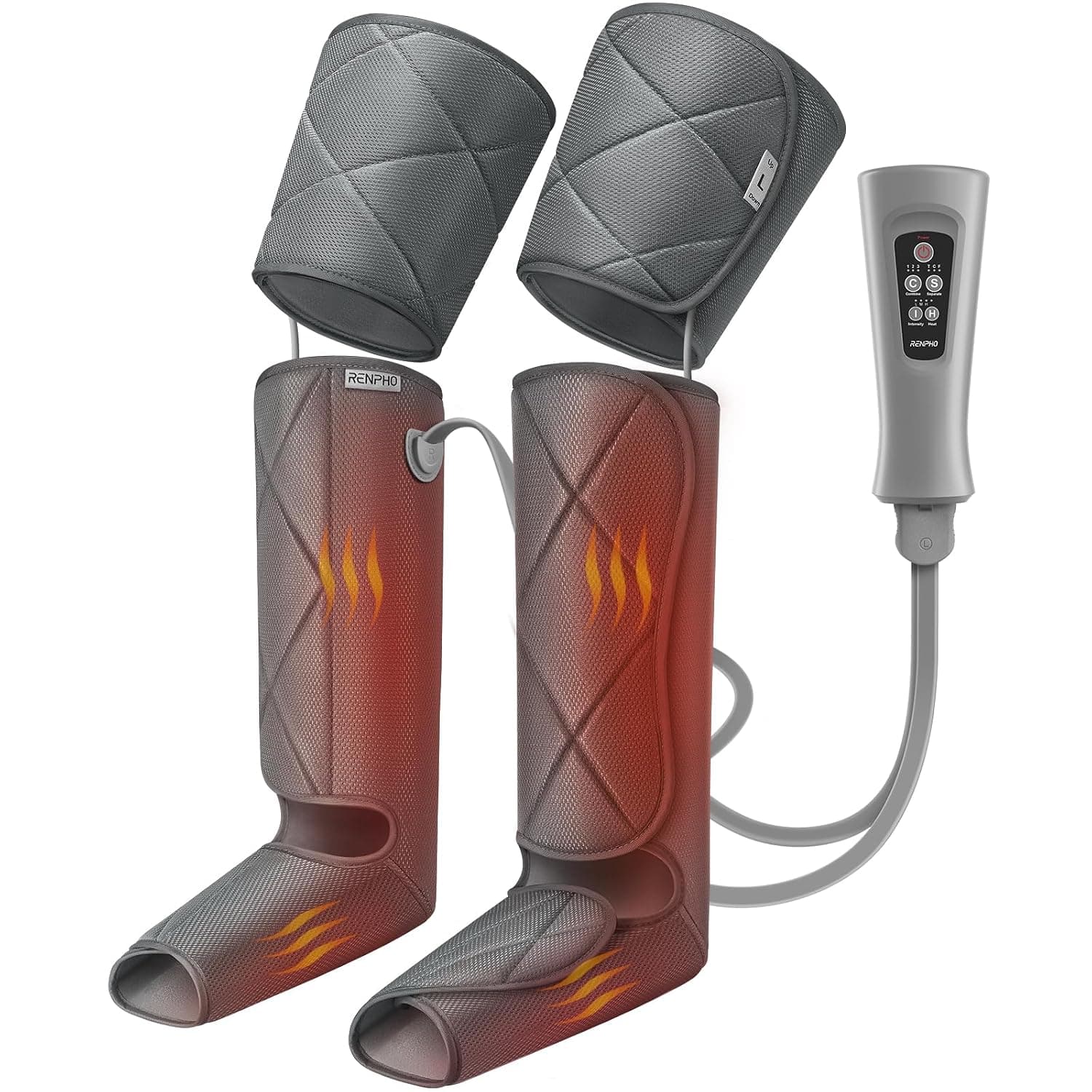 RENPHO Leg Massager with Heat, Compression Calf Thigh Foot Massage, Adjustable Wraps Design for Most Size, with 6 Modes 3 Intensities, Gifts for Mom Dad Elder to Relax Leg Muscle