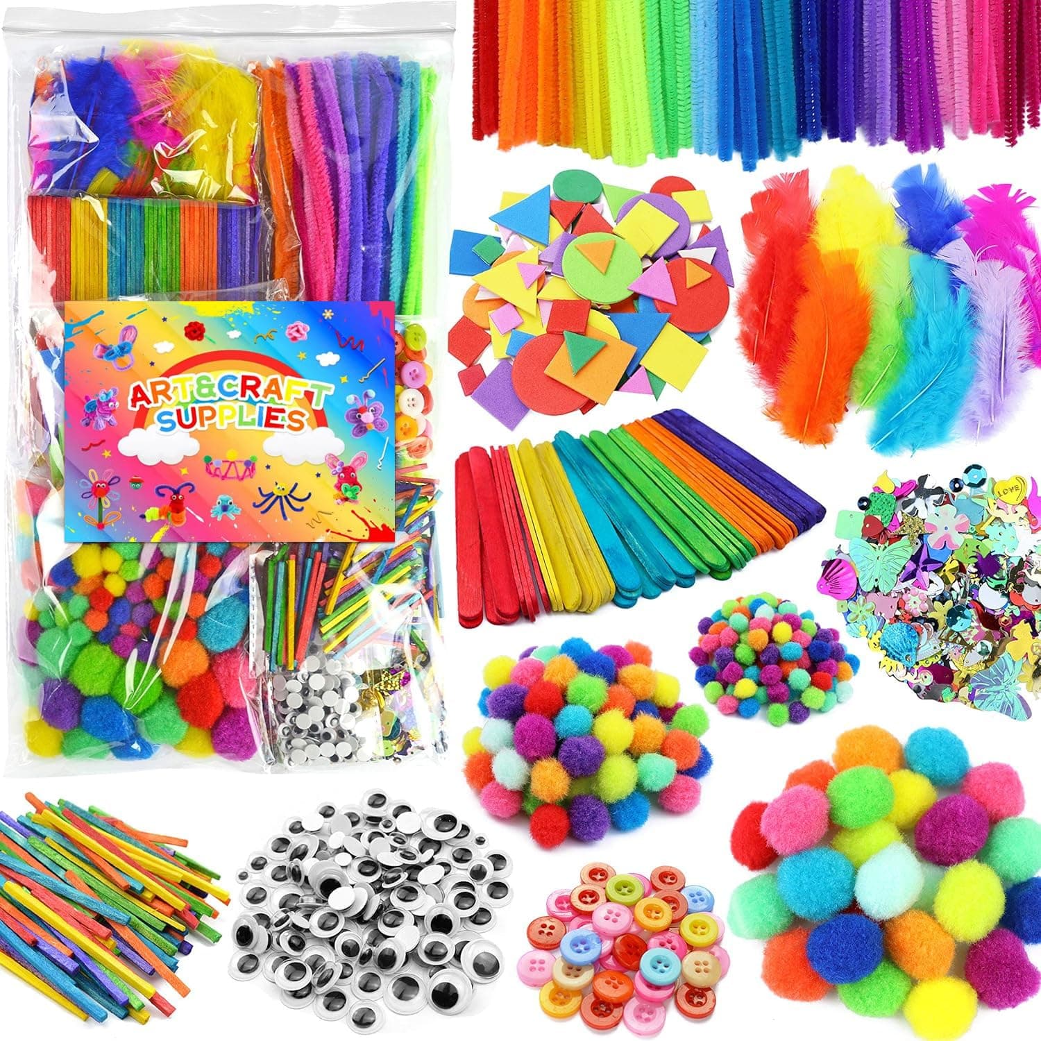 Arts & Crafts Supplies Kits & Materials Set For Kids Toddler DIY Art Craft Kits Crafting Materials Toys Set For School Home Projects Kids Craft Supplies, Bulk Craft Sets,Toddler Craft Kit Crafting Kit