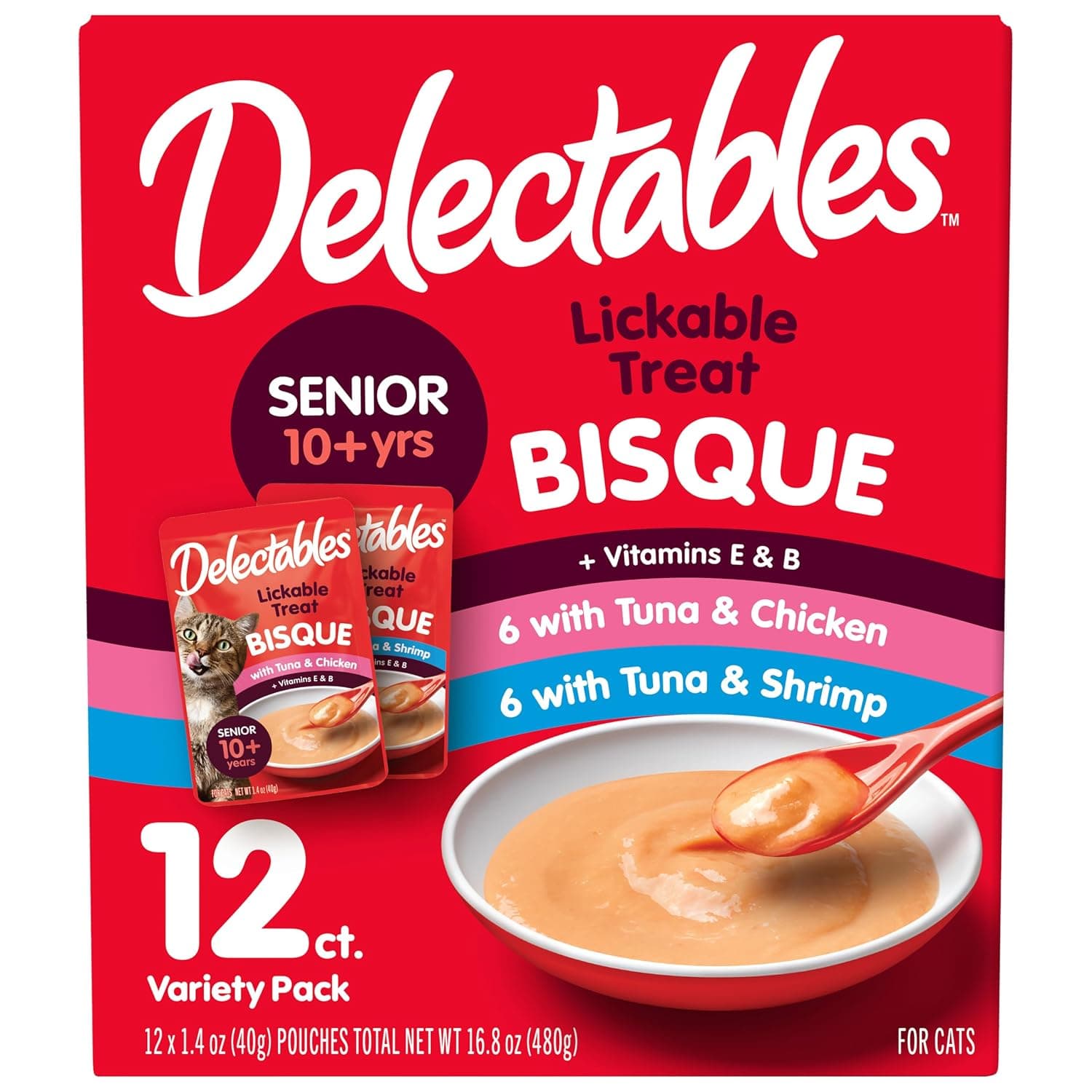 Delectables Bisque Senior Cat Treat Variety Pack, 1.4-oz, case of 12