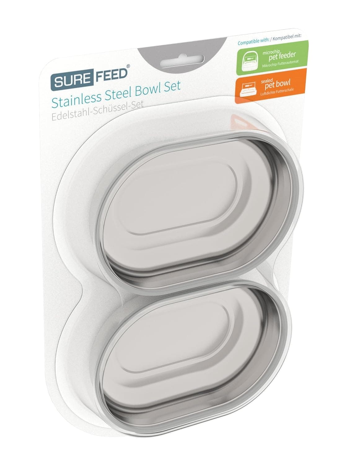 Sure Petcare SureFeed Stainless Steel Bowl Set, Compatiable with Sure Petcare SureFeed Microchip Pet Feeder, SureFeed Microchip Pet Feeder Connect and Sealed Pet Bowl, Metal, Pet Food Bowl, Pack of 2