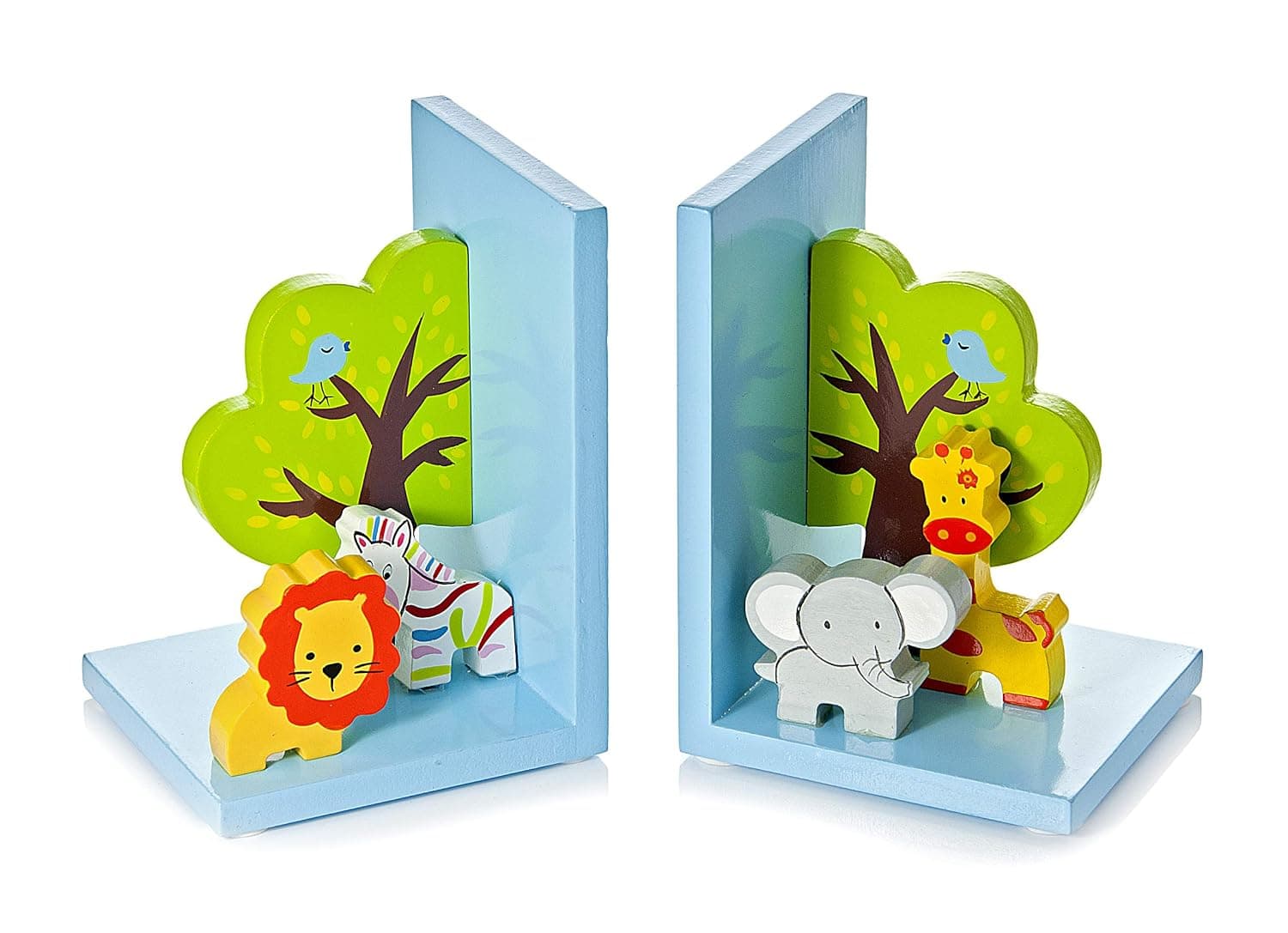 Children's Baby Bookends Wooden 3D Safari Jungle for Boys and Girls Children's Room