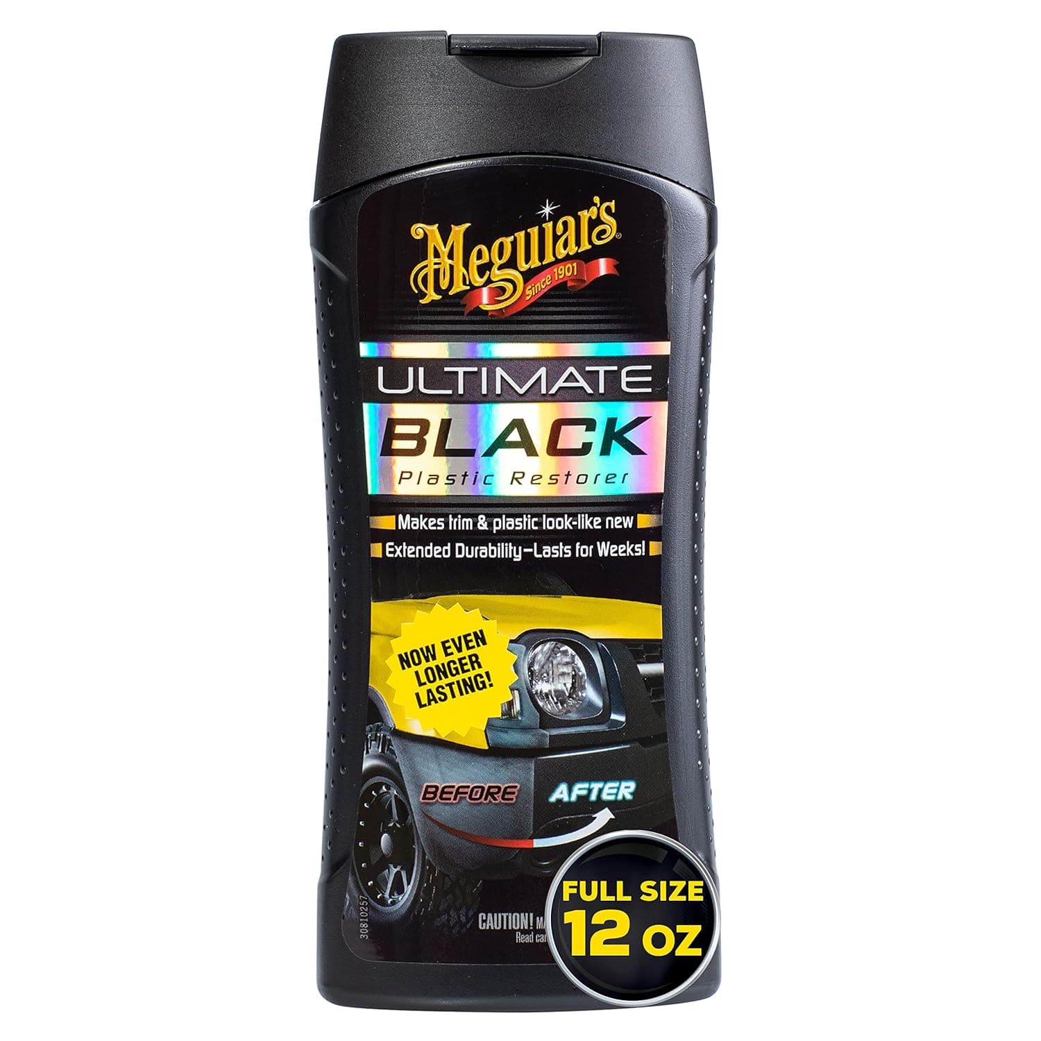 Meguiar's Ultimate Black Plastic Restorer, 12 oz, G15812, H7.29 X W3.034 X D1.889 inches