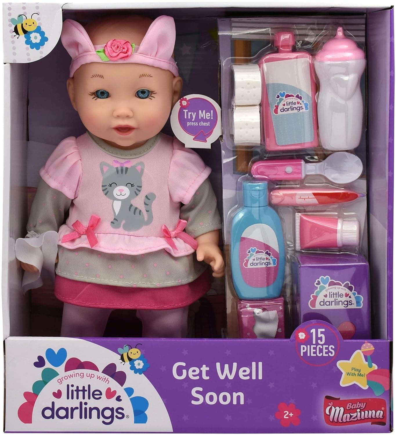 Little Darlings Get Well Soon 12" Doll With Accessories, 15 Pcs