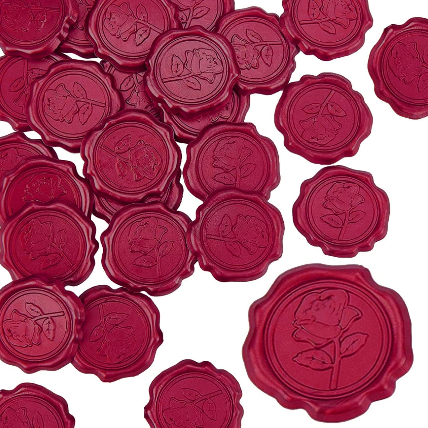 CRASPIRE 25pcs Adhesive Wax Seal Stickers, Rose Sealing Wax Stamp Stickers for Sealing Cards Envelopes Gift Wrapping Scrapbooking