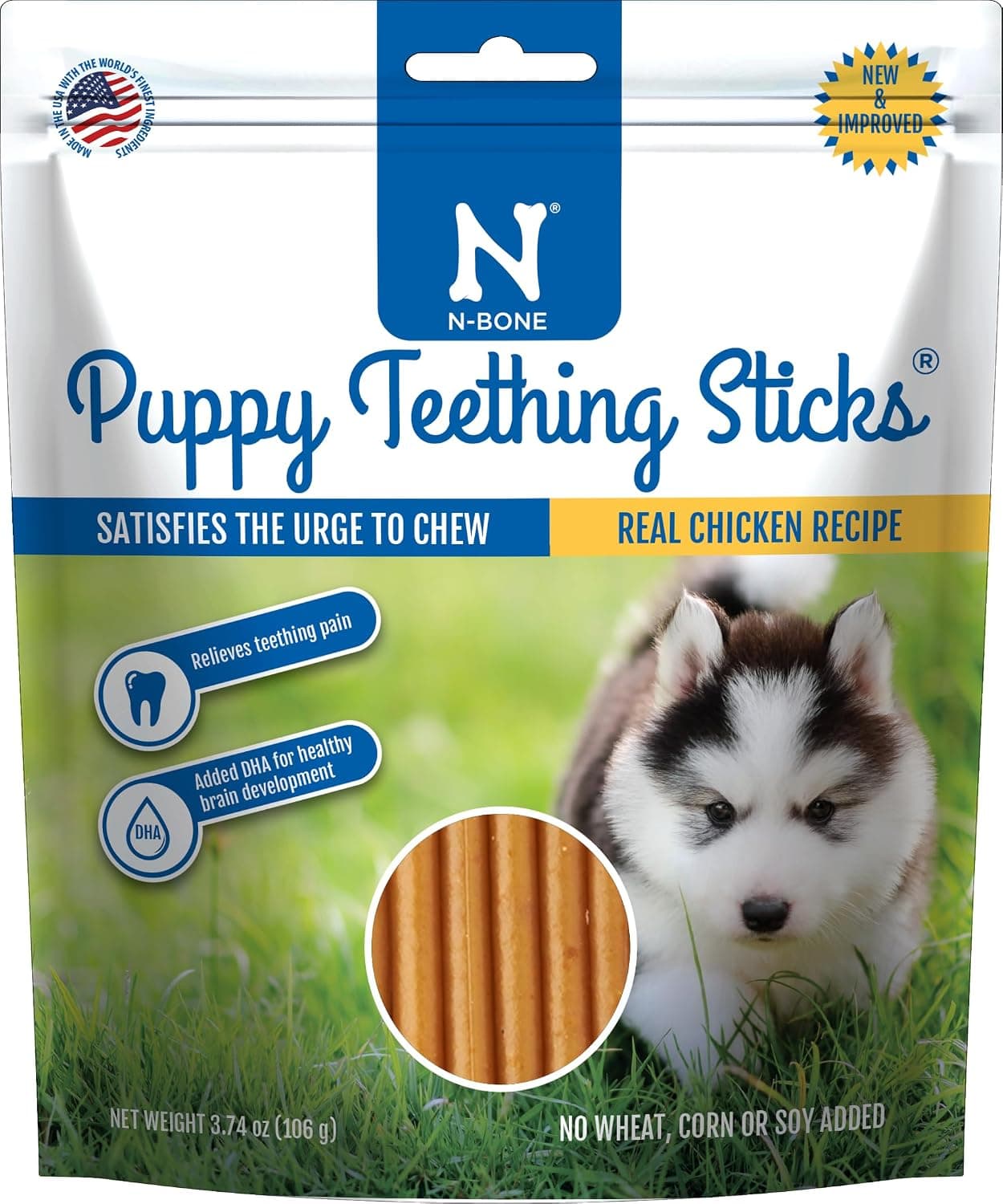 N-Bone Puppy Teething Dental Pet Dog Puppies Chew Treats Chicken Flavour 3.74 oz