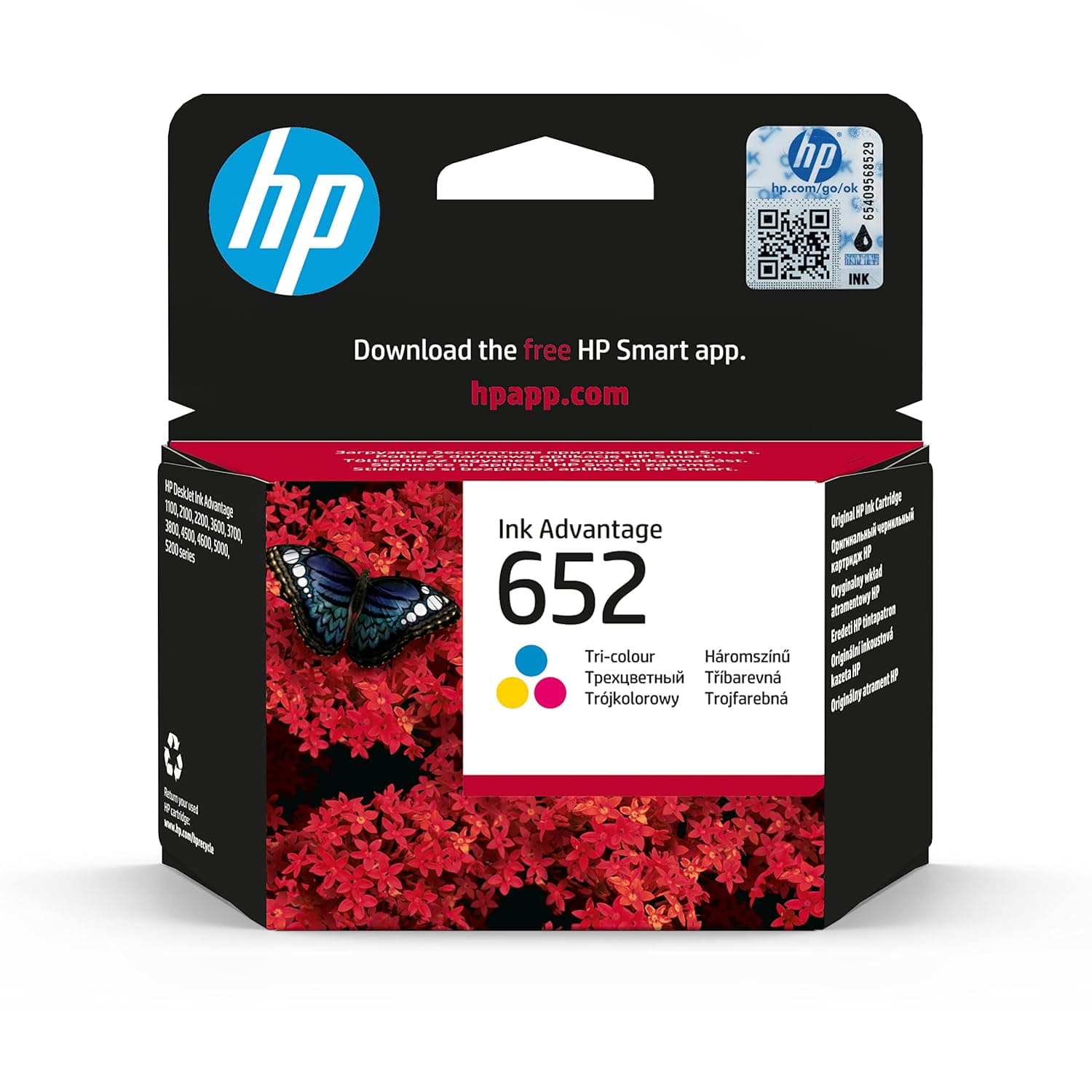 Hp 652 Ink Advantage Cartridge, Tri-Color - F6V24Ae, Multi Color