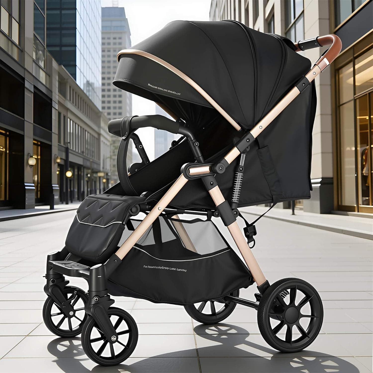Baby Stroller with Reversible Seat, One-Hand Fold Stroller for Daily Use, Smooth Ride & Stable Frame with Breathable Mesh Window