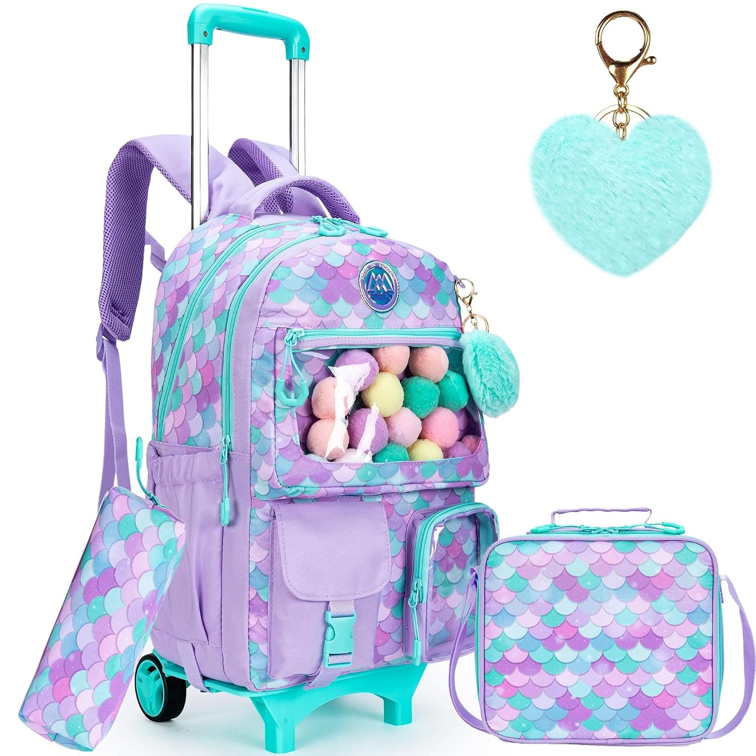 HTgroce School Bag with Wheels Trolley School Bag Backpack School Backpack Trolley School Trolley School Bag Girls Large Trolley School Bag Backpack with Wheels for Girls Children