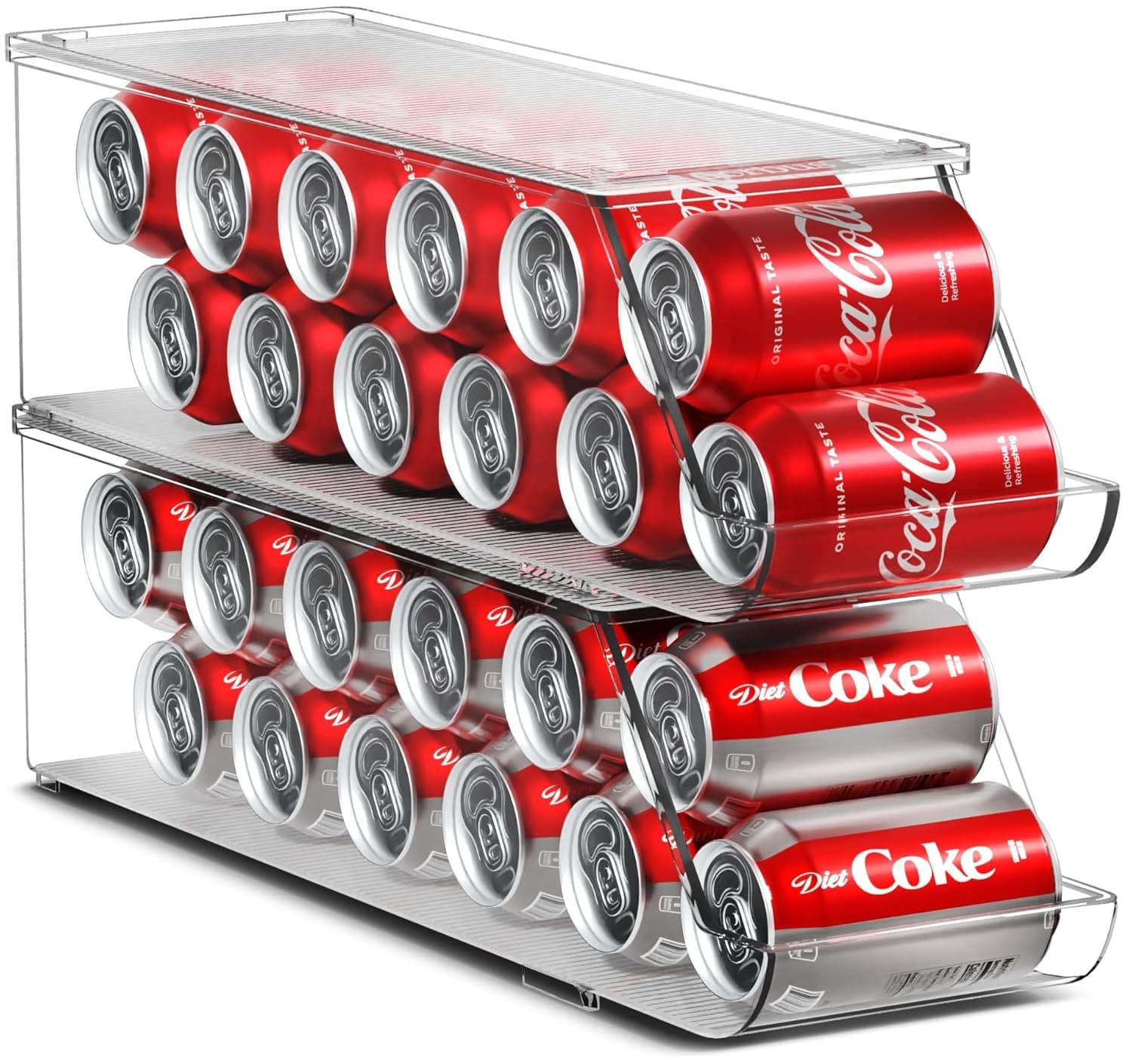 Sorbus Soda Can Organizer for Refrigerator Stackable Can Holder Dispenser with Lid for Fridge, Pantry, Freezer – Holds 12 Cans Each, BPA-Free, Clear Design,[Patent Pending] (2-Pack)