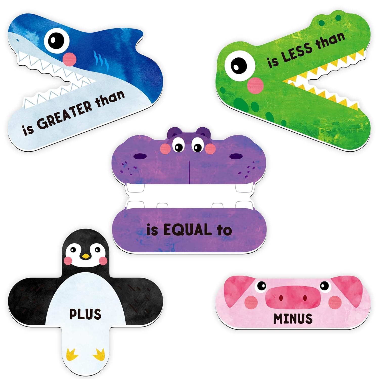 5 Magnetic Math Signs, Math Symbols Greater Than/Less Than/Equal to/Minus/Plus Math Demonstration Tool Teacher School Classroom Supplies, Numeric Relationship Understanding and Math Problem Solving