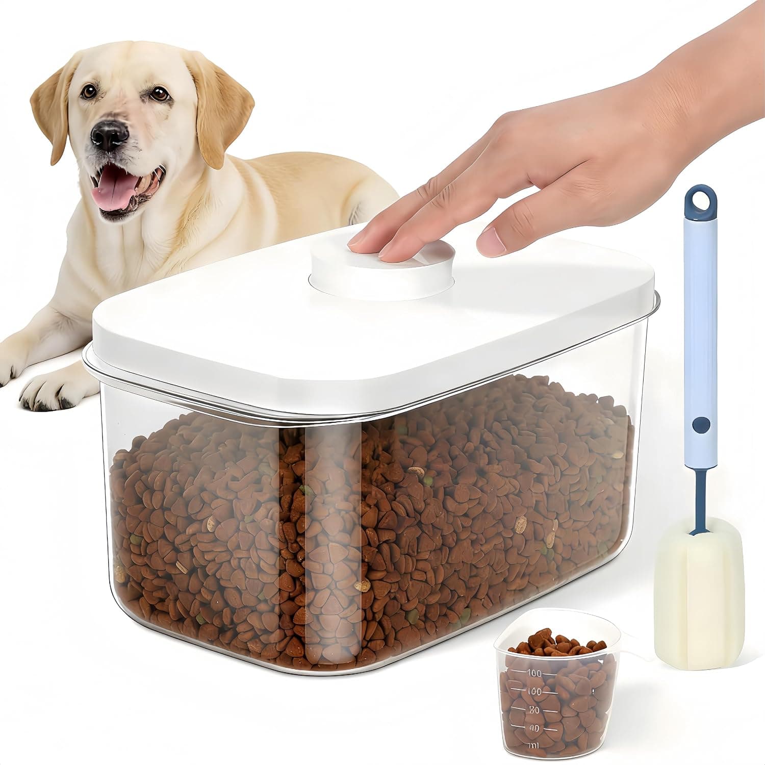 Uand home 6-8 lbs Airtight Dog Food Storage Container for Pet Food – Stackable Dog Treat Jar, Airtight Dogs Treat Holder Container for Kibble, Cat Food Storage Container with Measuring Cup and Lids