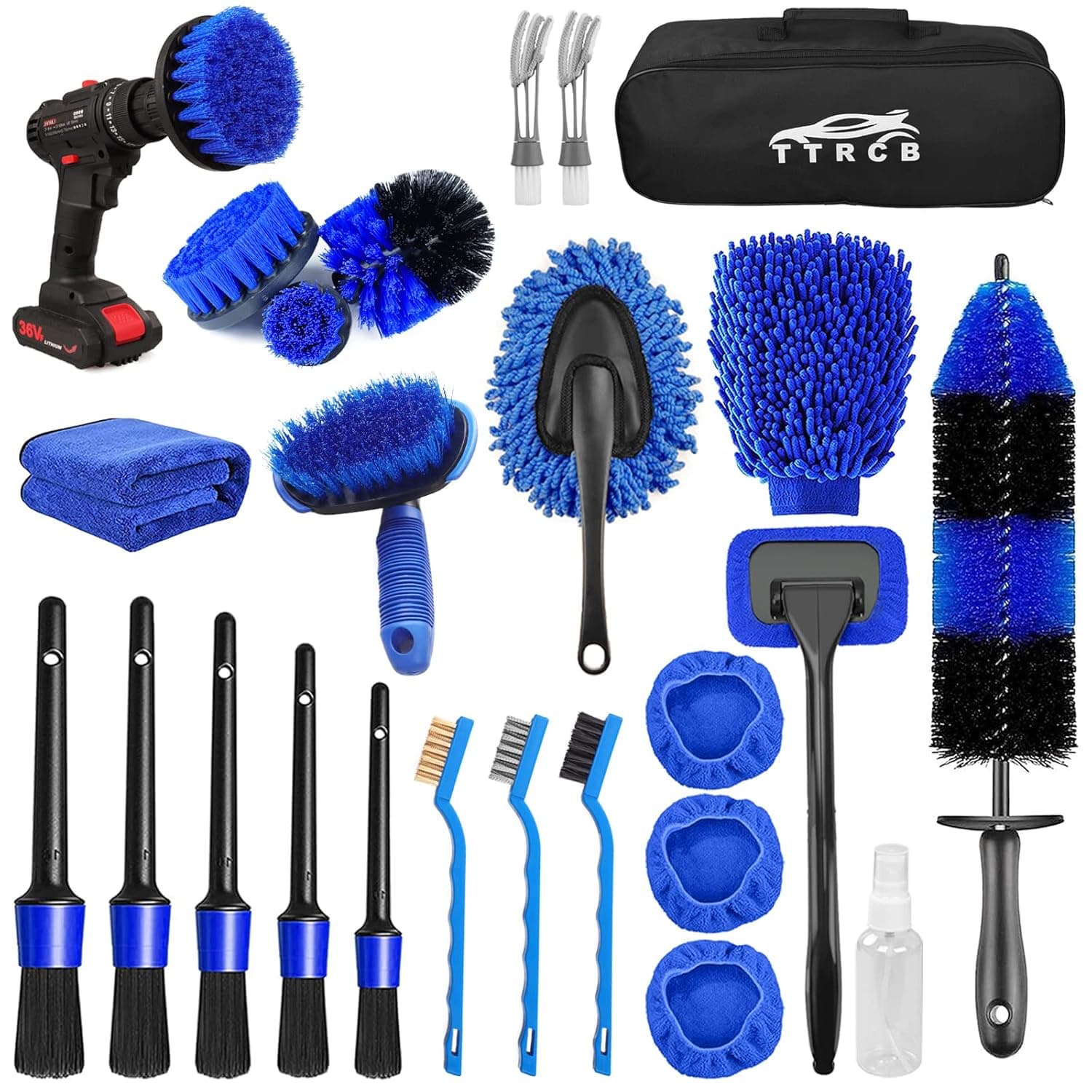 26Pcs Car Detailing Brush Set, Car Detailing Kit, Car Detailing Brushes, Car Cleaning Kit, Car Windshield Cleaning Tool, Professional Car Care kit - Car Wash Brush kit for Interior Exterior Wheels