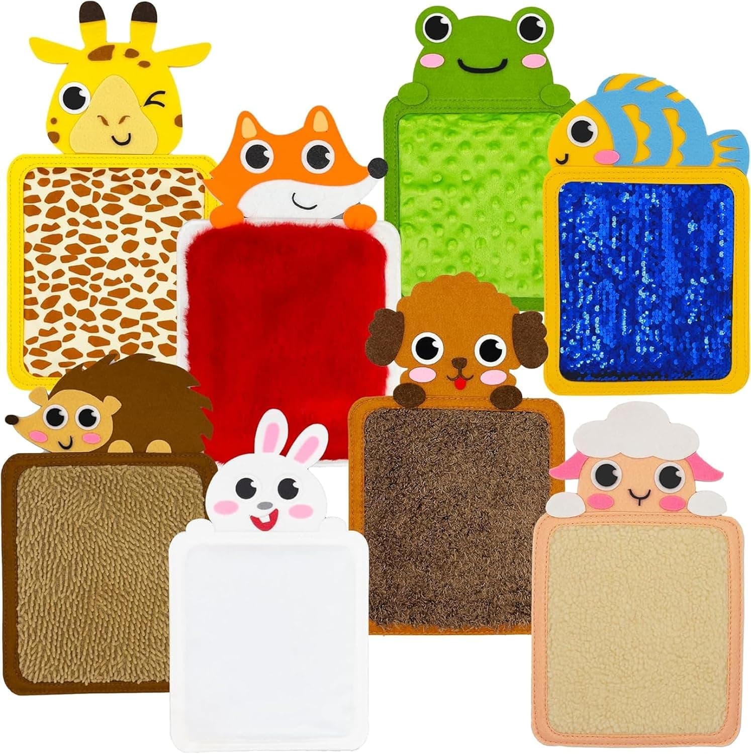 Andanna Sensory Mats for Kids, Sensory Toys for Tactile Play, Kids Floor Tiles Disorder Toys, Assorted Textured Play Mats, Animal Theme Mini Sensory Tiles (8 Pcs)