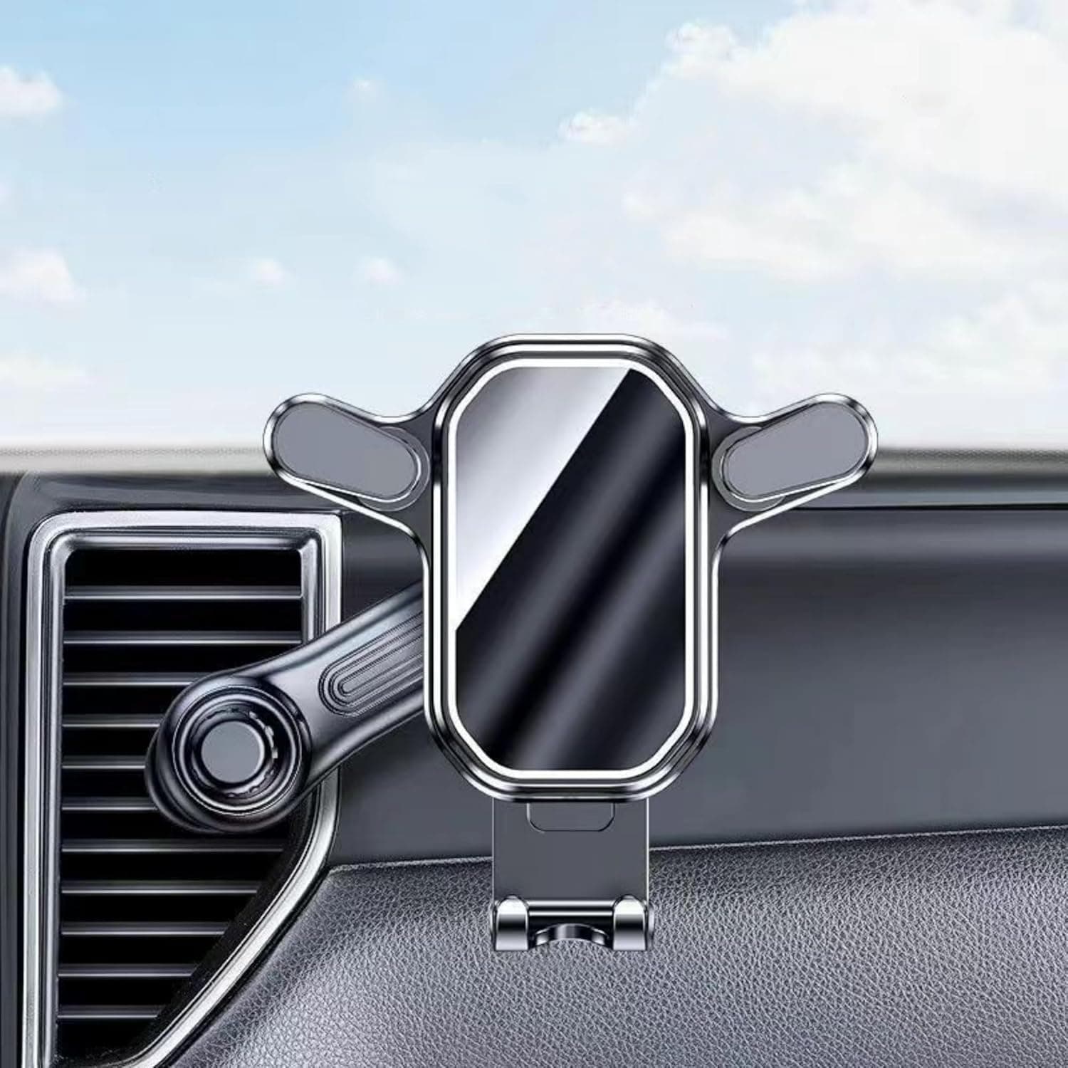 كاستويف حامل موبايل بفتحة سي دي للسيارة، حامل موبايل يدور 360 درجة بدون استخدام اليدين، تصميم تشغيل بيد واحدة مع مشبك خطاف معدني طويل، حامل موبايل قابل للسحب لفتحة السيارة لجميع الهواتف الذكية، اسود