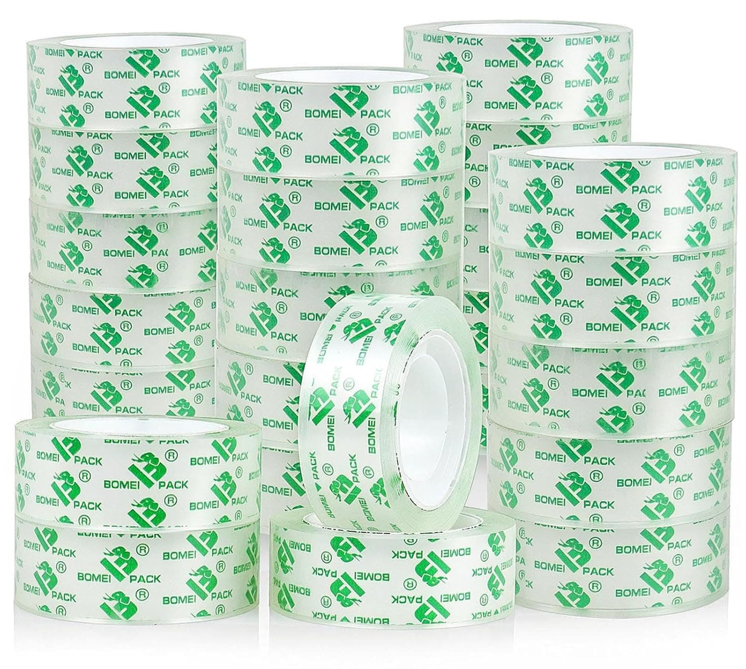 BOMEI PACK Crystal Clear Transparent Tape Refills Rolls for Dispenser, 24 Rolls Value Pack, 3/4 in x 1000 in,1 inch Core, Gift Wrapping Tape for Office, School and Home