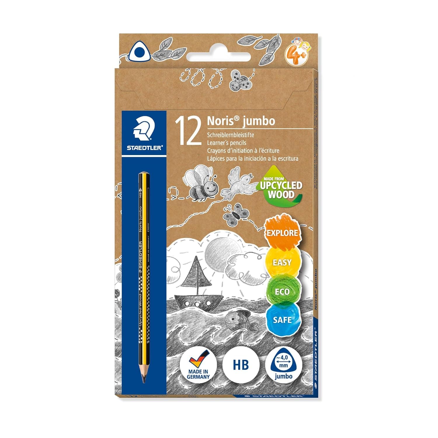 Staedtler Noris 119 Triplus Jumbo Learner's Pencil HB - Pack of 12, Black