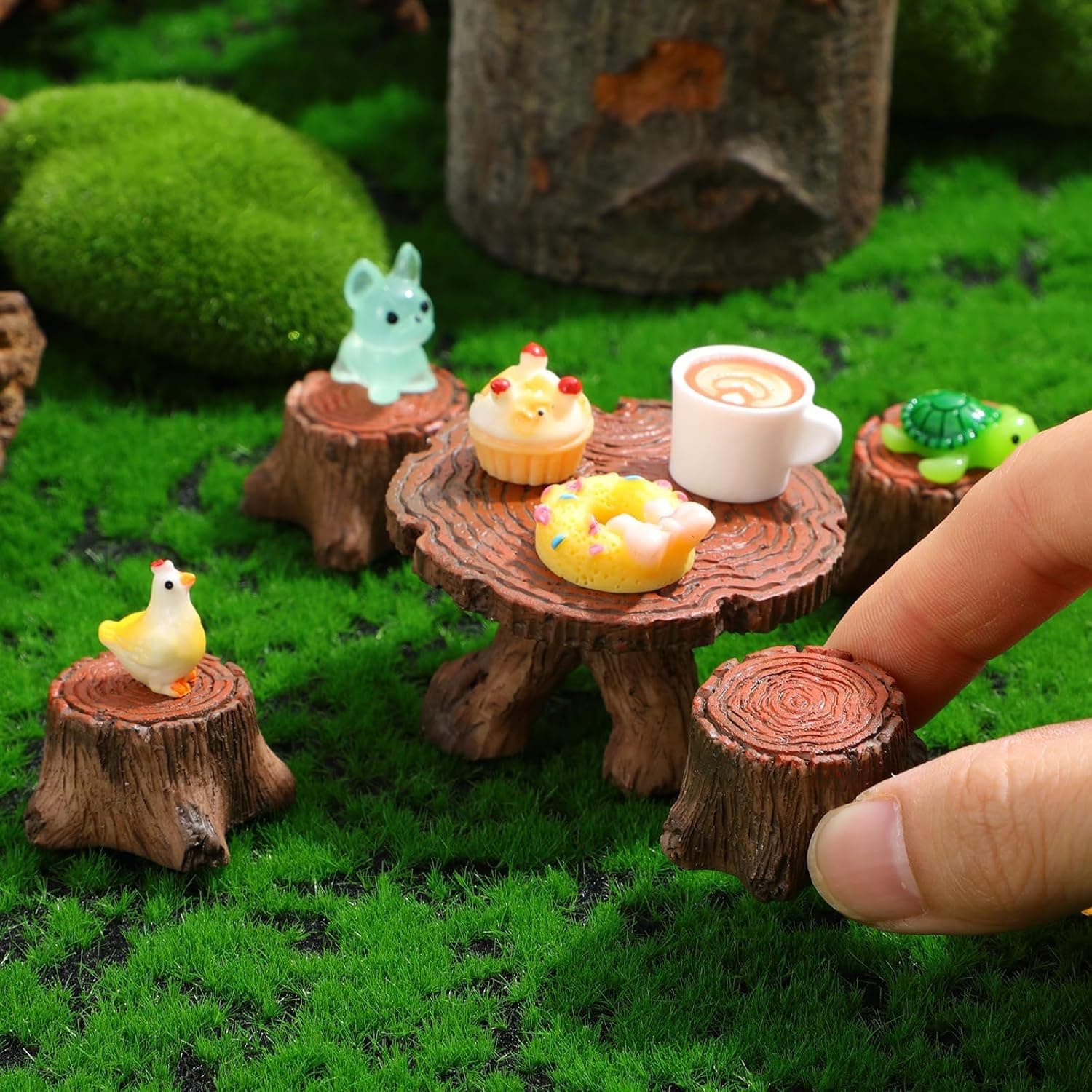 5 Pcs Fairy Garden Furniture Set, Miniature Resin Table Chairs, for Micro Landscape, Dollhouse, Succulent Plant Decorations, DIY Craft Kit, Outdoor Indoor Fairy House Accessories