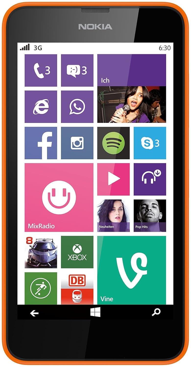 Nokia Lumia 630 Single-SIM 8GB ROM + 512MB RAM (GSM Only | No CDMA) Factory Unlocked 3G Cellphone (Orange Lumia) - International Version