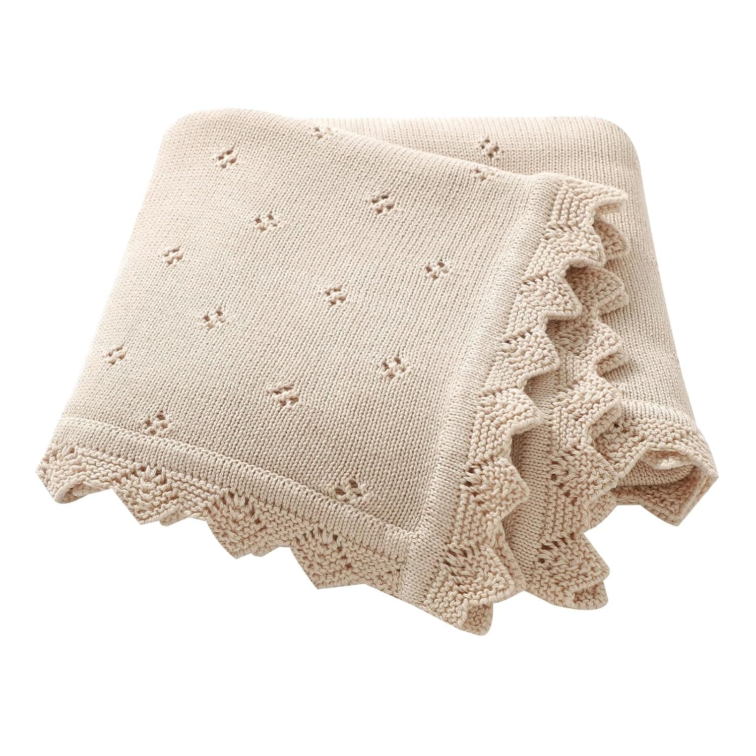 Hadetoto Baby Blanket 100% Cotton Knit Baby Blankets Baby Gifts Baby Essentials for Newborn, 100 x 80 cm (Camel)