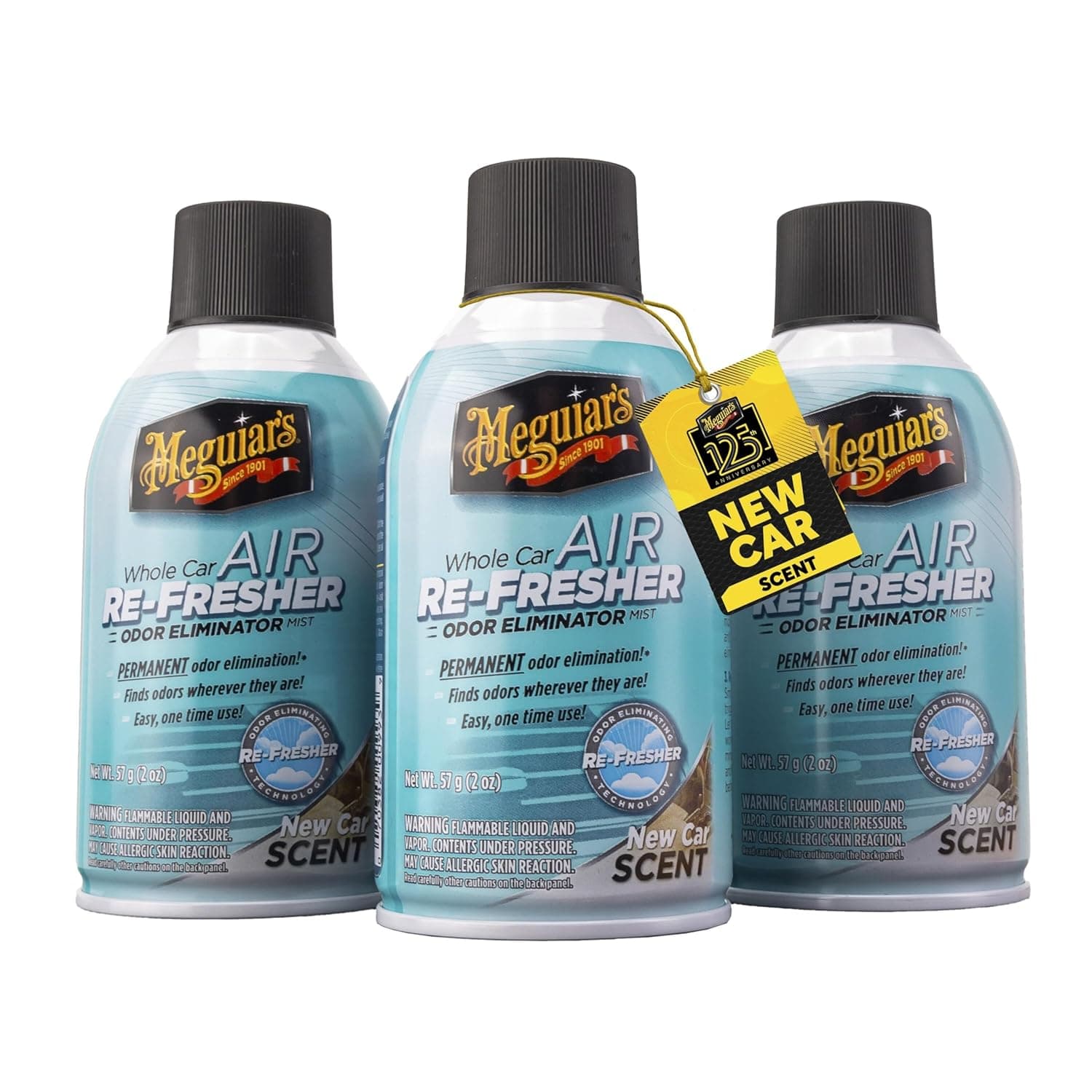 Meguiar's Whole Car Air Re-Fresher,Odor Fighting Mist, Fights Off Strong Vehicle Odors,Air Freshener, New Car Scent - Three 2 Oz Spray Bottles