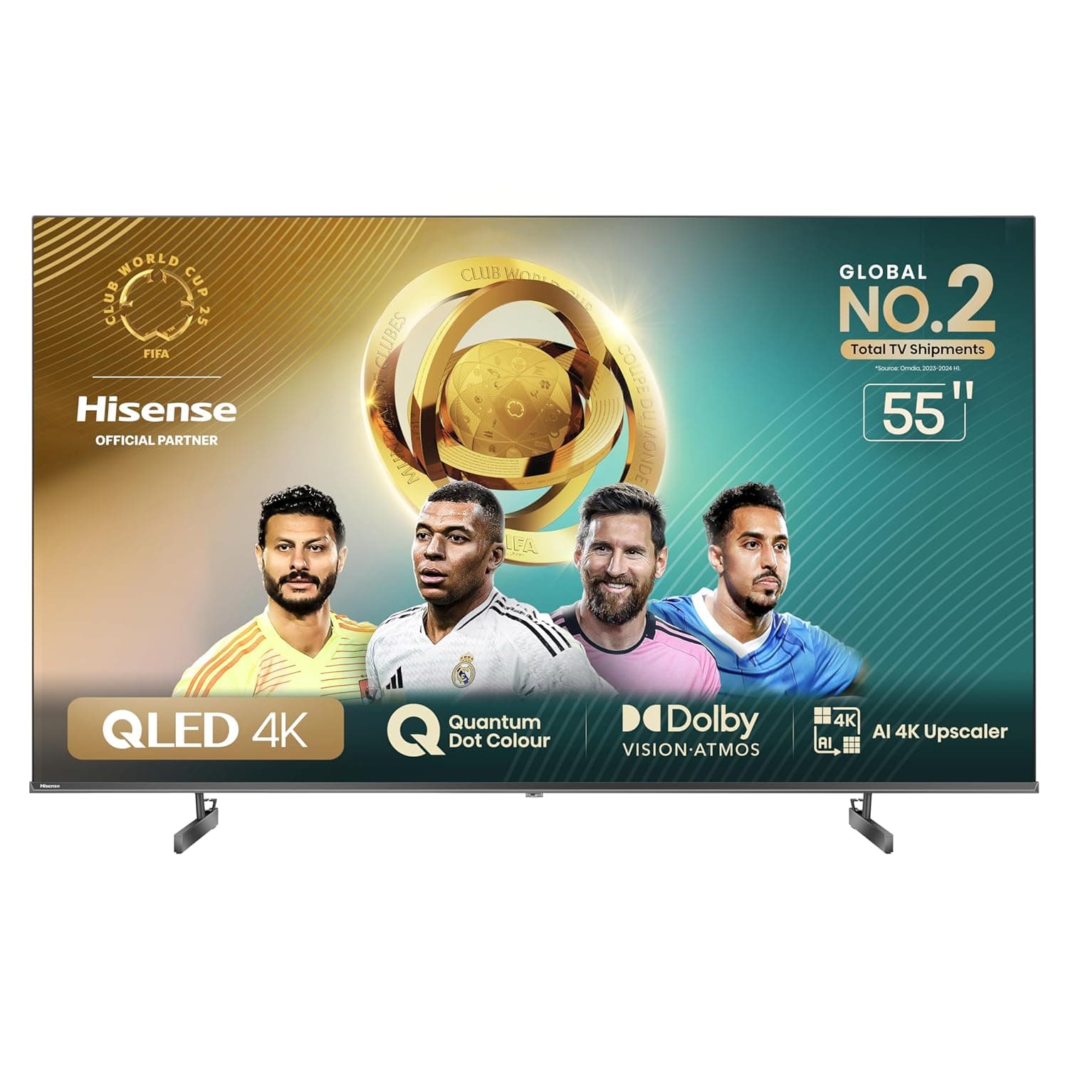 Hisense 55" 4K QLED Smart TV, Quantum Dot Colour, VIDAA Sysytem, Dolby Atmos®, Smooth Motion, AI Picture, Voice Control, Smart Home Ready, 2024 Model