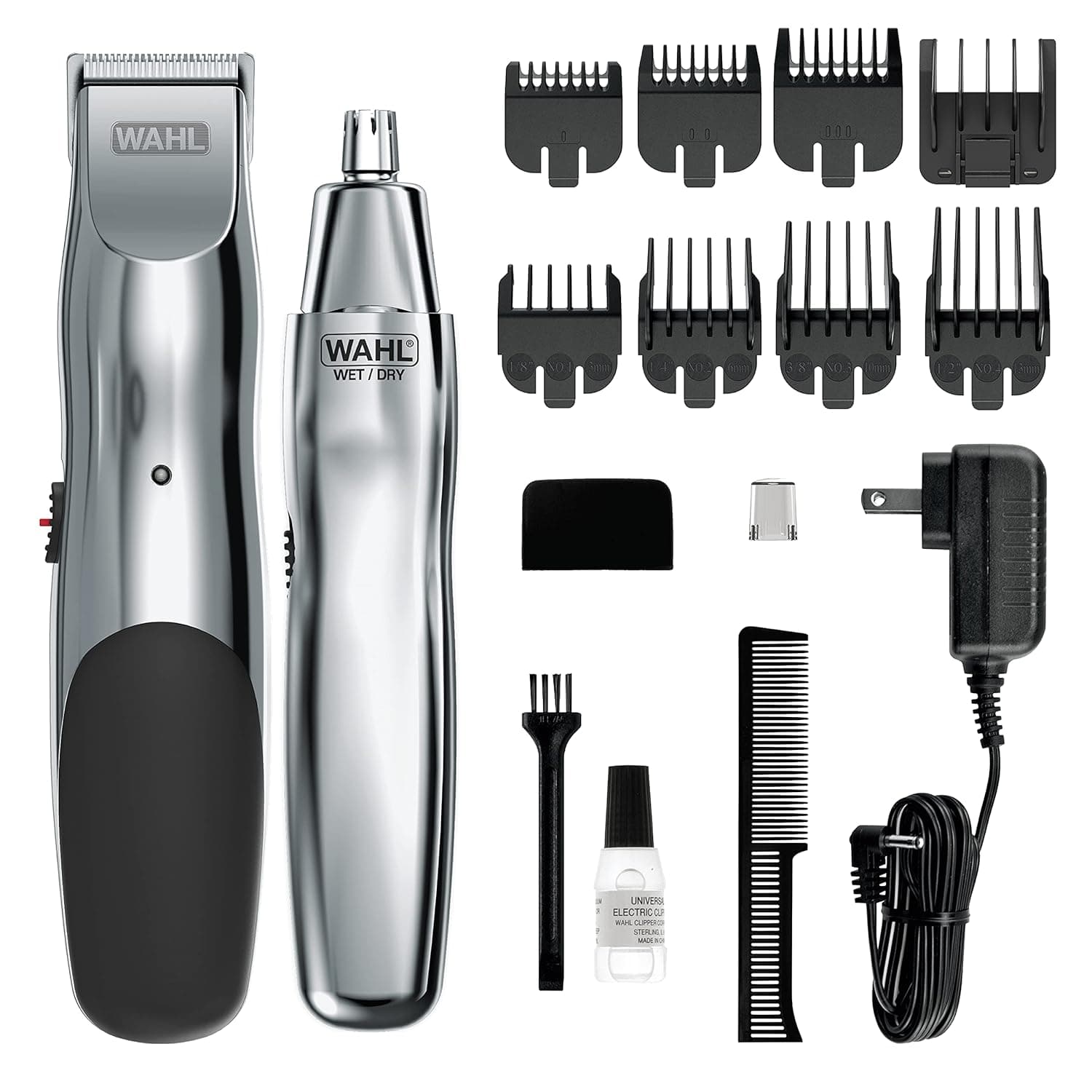 WAHL 5622 Groomsman Rechargeable Beard, Mustache, Hair & Nose Hair Trimmer for Detailing & Grooming, Black
