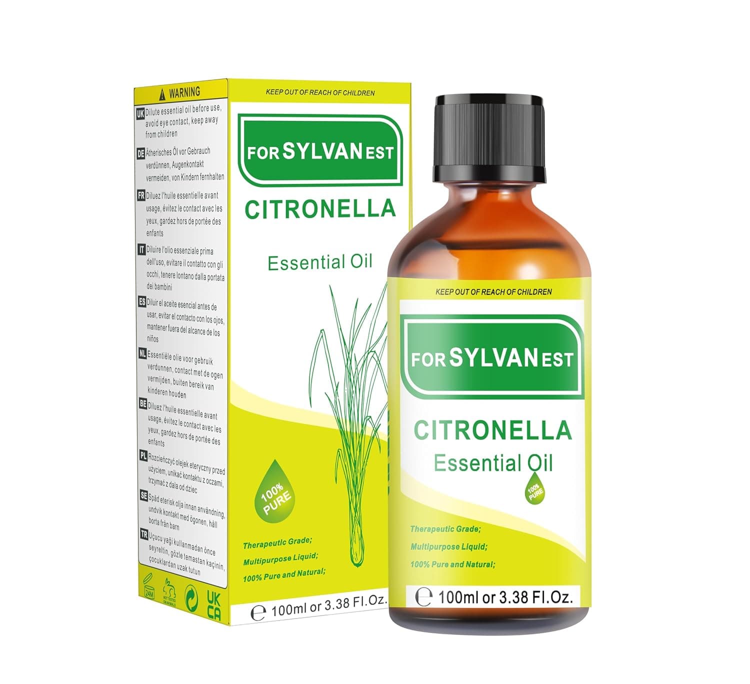 Citronella Essential Oil 100 ml with Versatile Application, Suitable for Massage, Hair and Nail Care as well as a Bath Additive for Relaxing Wellness Moments