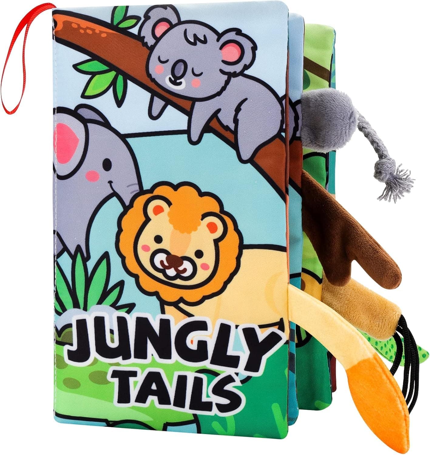 KolorFish Baby High Contrast Book Toys - Sensory Soft Books Toy for Newborn 0 3 6 12 Months Crinkle Cloth Tails Book Babies Early Development Activity Bath Book Toys for First Gift Infants (Jungle)