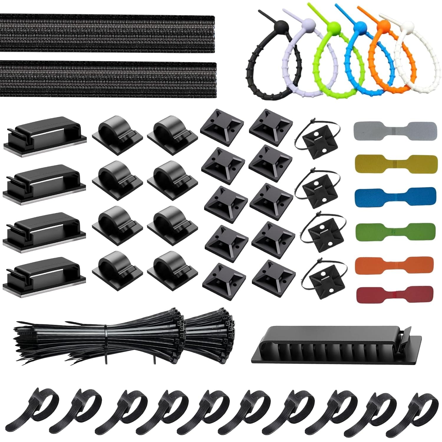 [261Pcs] Cable Management Kit, Cord Organizer, Complete Desk Cable Management Solution to Keep Desk Clean, Cable Organizer Accessories for Desk, Home Office Essentials, Black