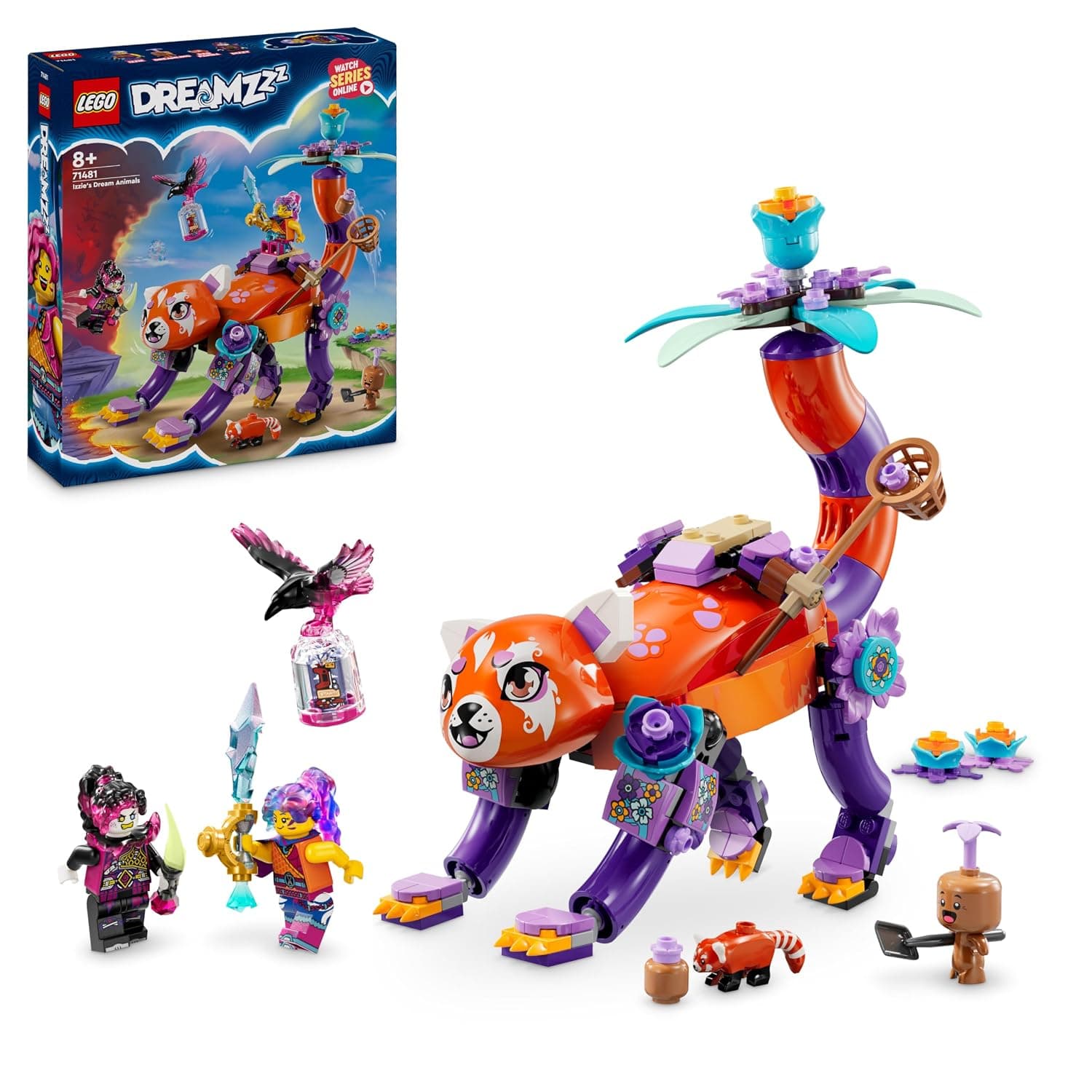 LEGO DREAMZzz 3in1 Izzie’s Dream Animals Set, Panda to Turtle to Bird Building Toy for 8 Plus Year Old Girls and Boys, Creative Playset with 2 Minifigures, Kids' Birthday Gift Idea 71481