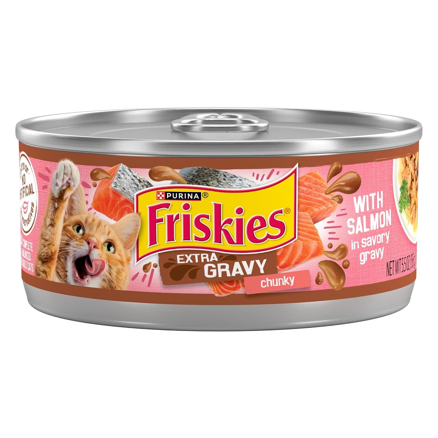 Purina Friskies Extra Gravy Wet Cat Food Chunky With Salmon in Savory Gravy - (Pack of 24) 5.5 oz. Cans