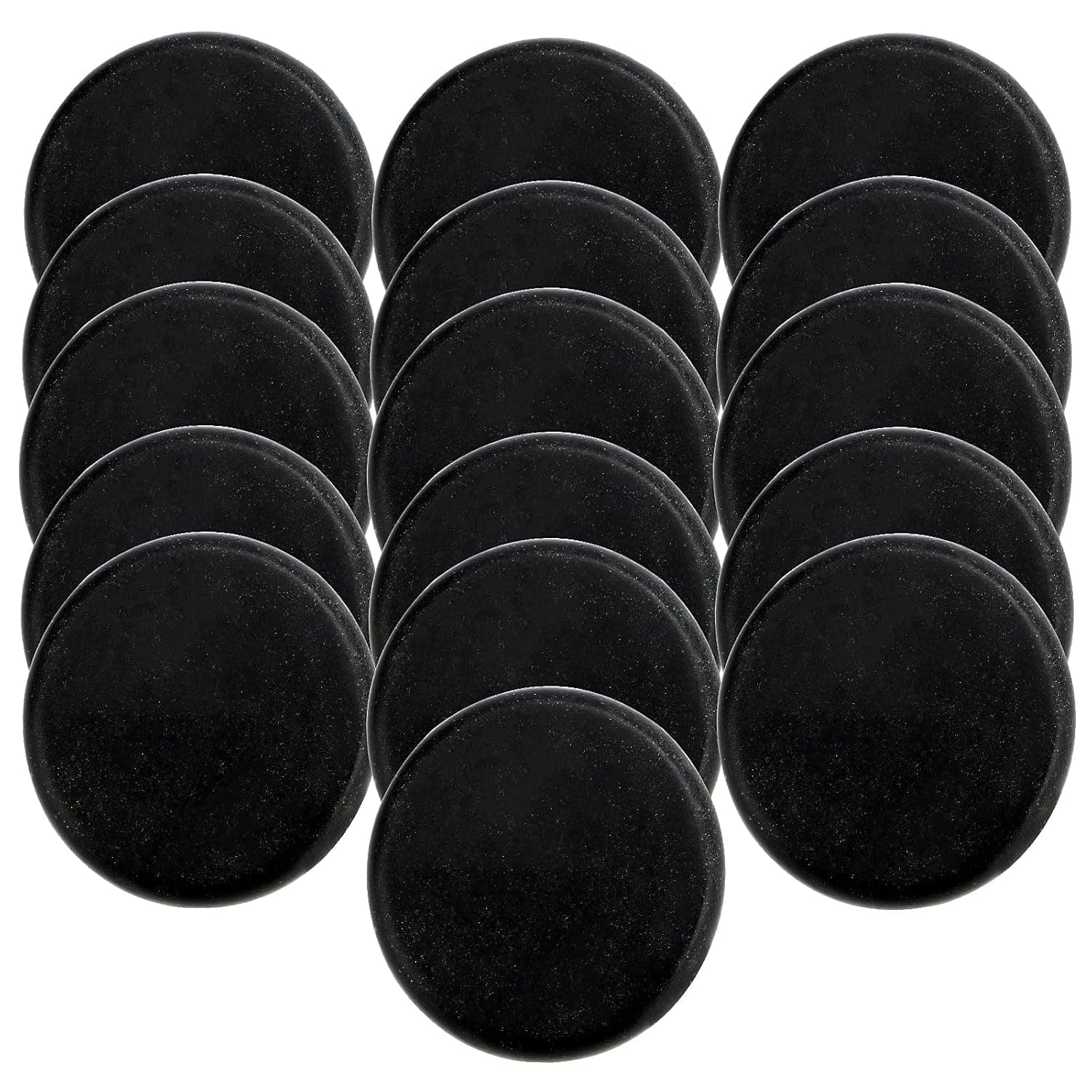 SOUJAP 16 Pack 3.15 Inch Basalt Massage Stones, Large Massage Hot Round Stones, Black Essential Basalt Rocks for Massage Therapy, Relaxation, Home Spa
