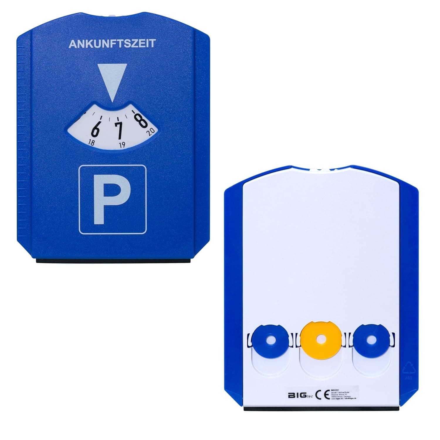 BIGtec Parking Disc Car Parking Meter with Ice Scraper Writing Scratcher 3 x Shopping Trolley Token Rubber Lip Shopping Chip Snow Scraper Car Truck StVO Compliant Car Accessories Interior Plastic