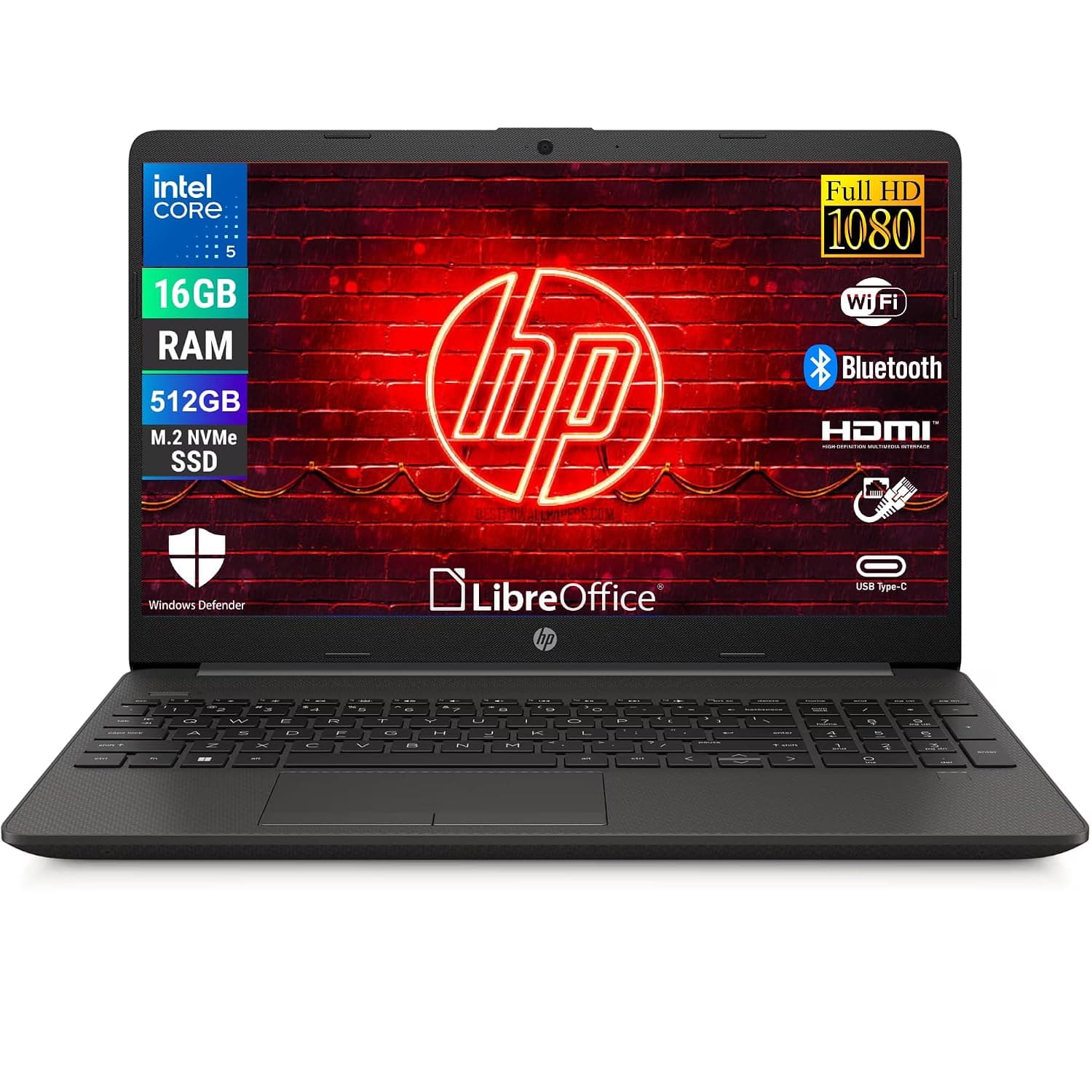 HP 250 G10 Notebook, Intel i5-1334u 10 Core 3.4GHz, Display 15.6" FHD, RAM 16GB, SSD 512GB, Windows 11, Ready to Use with Libre Office