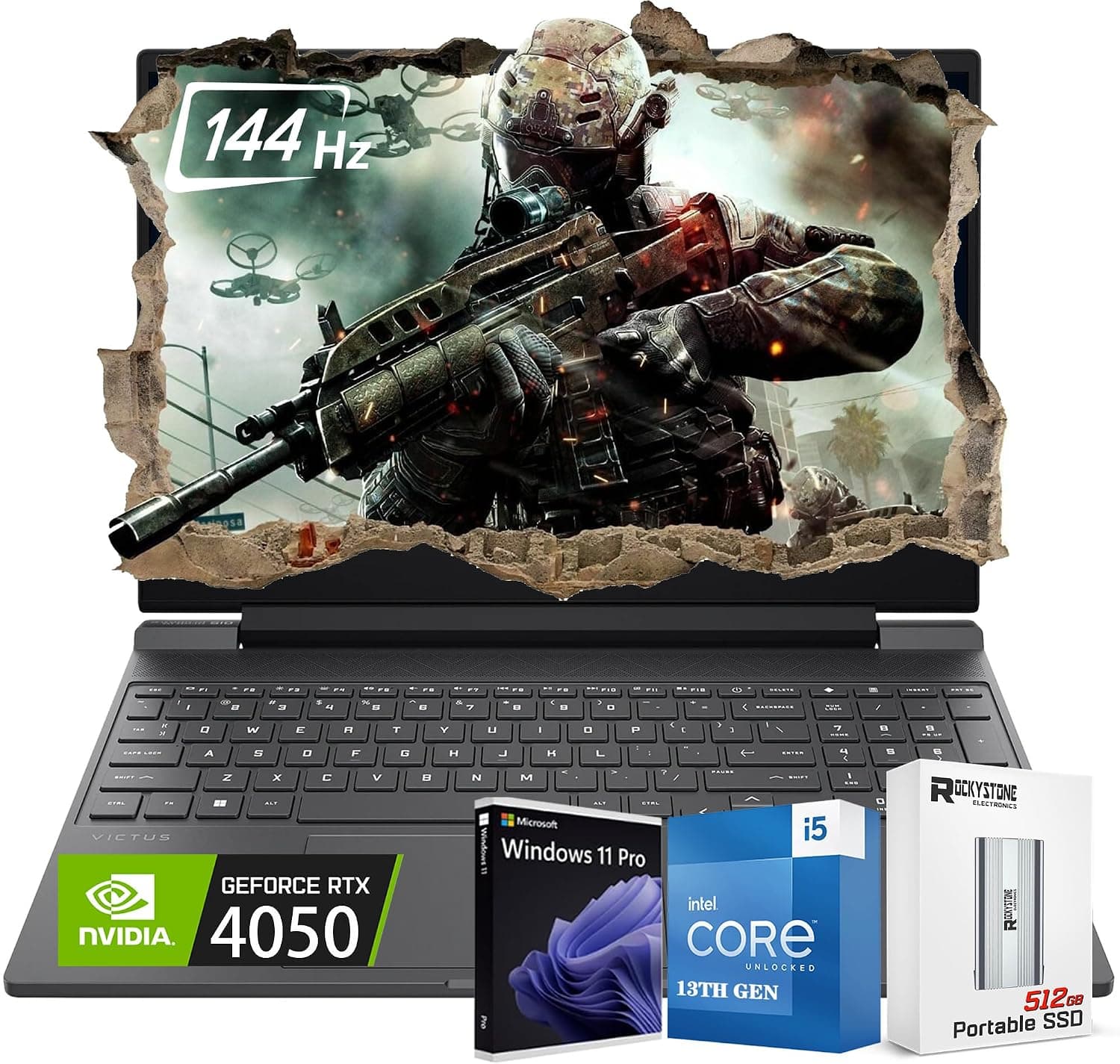 HP Victus 15.6" 144Hz FHD IPS Premium Gaming Laptop, RTX 4050 Graphics, 13th Intel 8-Core i5-13420H Up to 4.6 GHz, Backlit KB, Bluetooth 5.3, W/512GB PSD, Windows 11 PRO(16GB |1TB SSD)