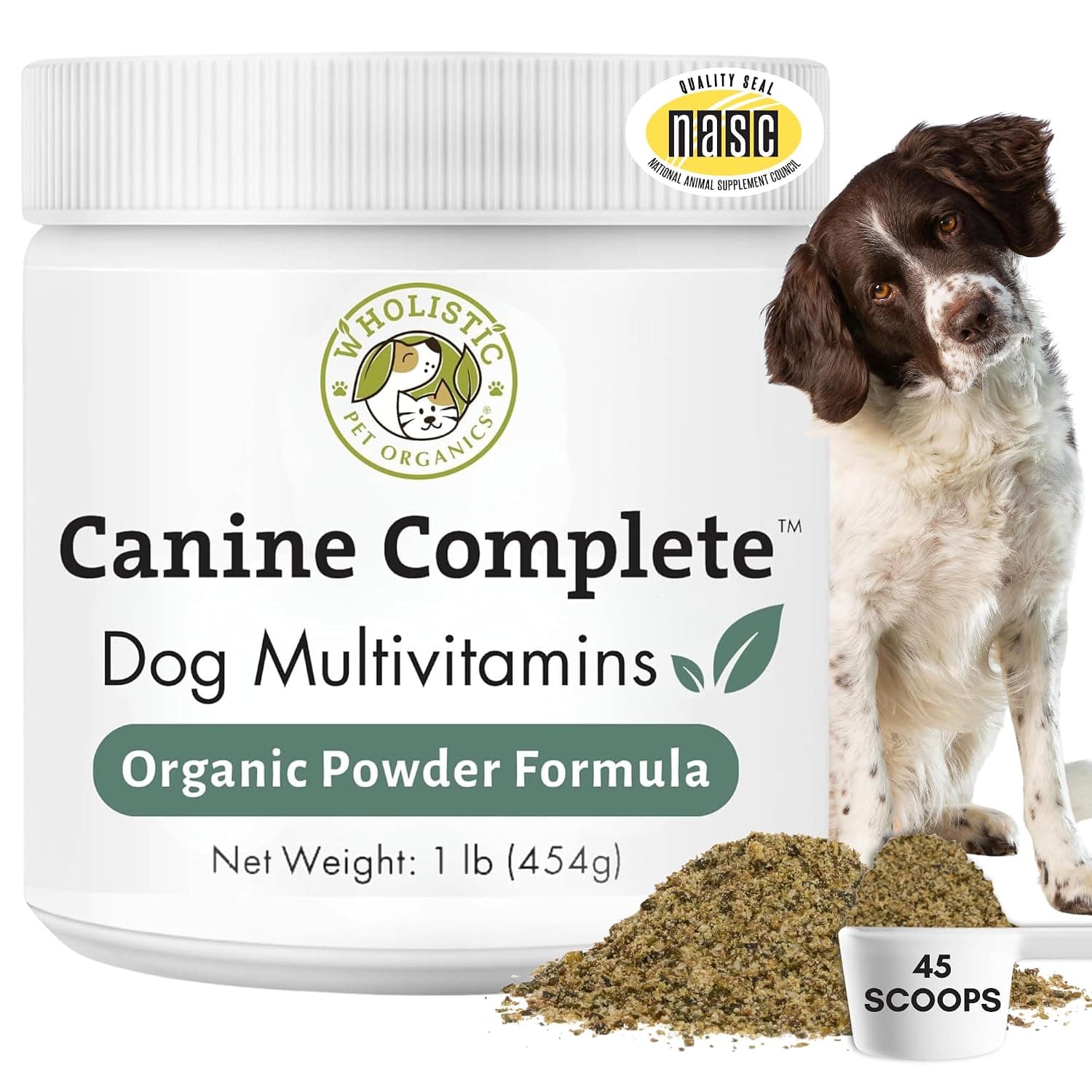 Wholistic Pet Organics Canine Complete: Multivitamin for Dogs - Organic Homemade Dog Food Supplement - Dog Multivitamin Powder with Probiotics Healthy Immune System Nutritional Supplement for All Ages