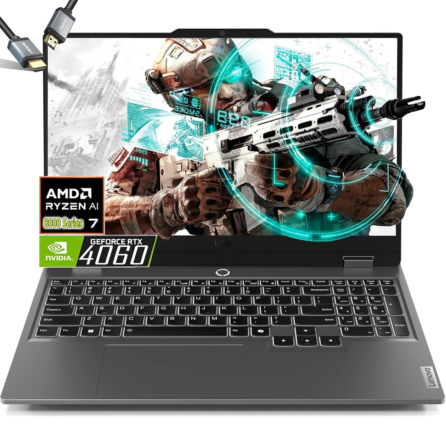 Lenovo LOQ 15.6 Gaming Laptop AMD Ryzen 7 8845HS Beat i9-13900H - RTX 4060-32GB DDR5 RAM -2TB PCIe SSD -Backlit Keyboard - FHD Display G-SYNC - Windows 11 - Computadora Gamer PC - HDMI Cable