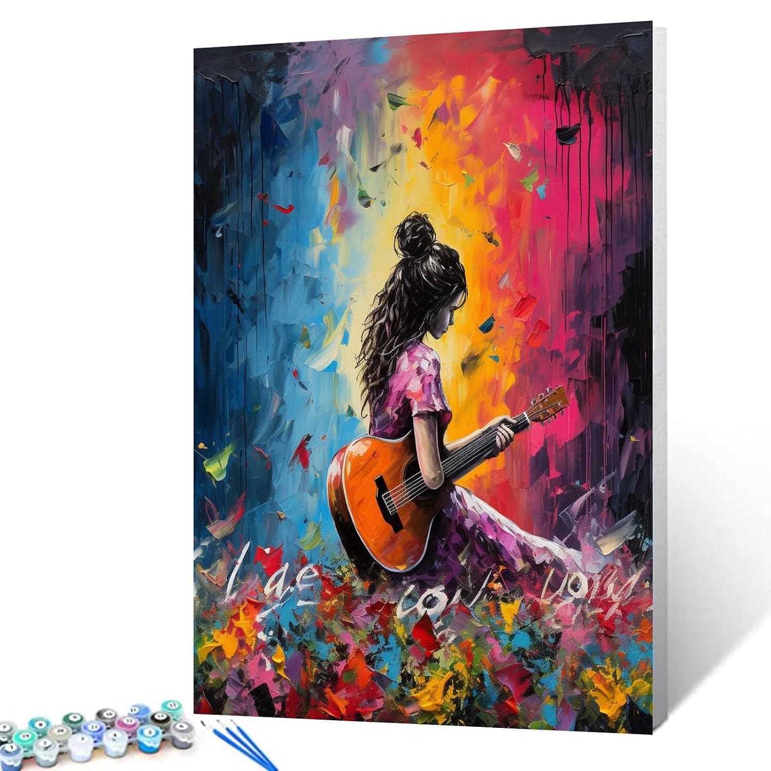 Tucocoo Abstract Girl Paint by Number for Adults Paint by Number Kits on Canvas Colorful Drawing Acrylic Beginner Paintwork Pop Street Art Pictures Painting DIY Crafts 16x20 Inch Without Frame