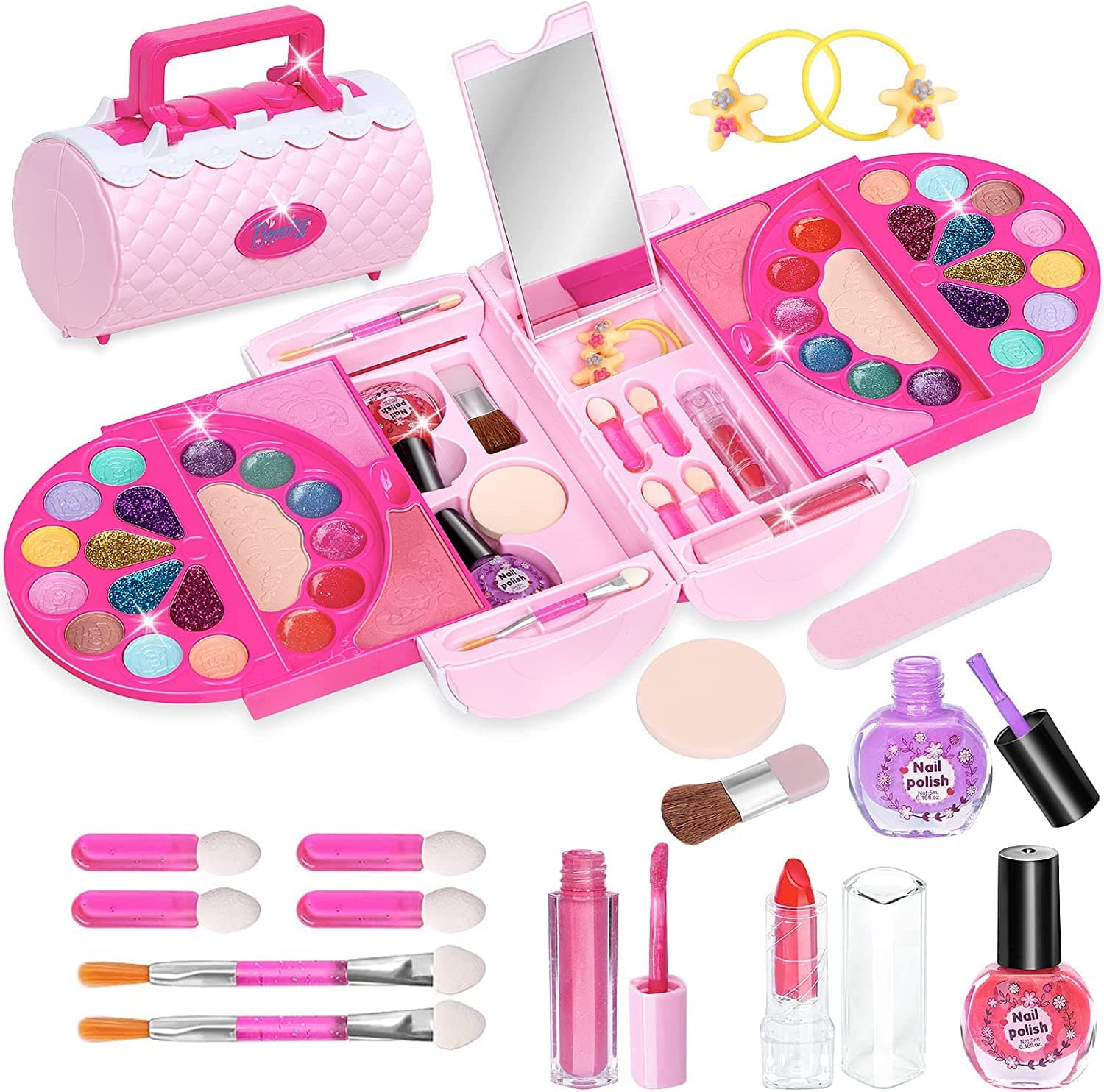 VINNYSEN Kids Makeup Kit for Girl, 56 Pcs Kids Makeup Kit, Safety Tested Real Washable Make Up Toy Set with Portable Box for Little Girls Child, Prentent Play Make Up for Girls Birthday Gifts Toys