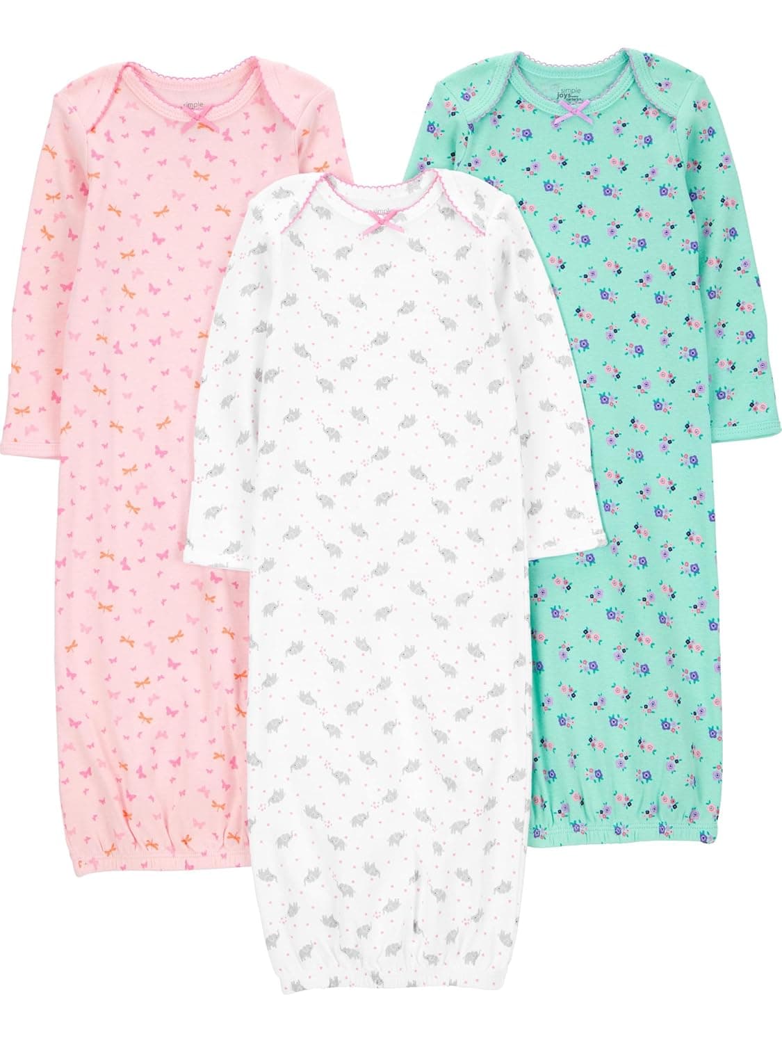 Simple Joys baby-girls 3-pack Cotton Sleeper Gown Sleep Sets & Accessories (pack of 3)