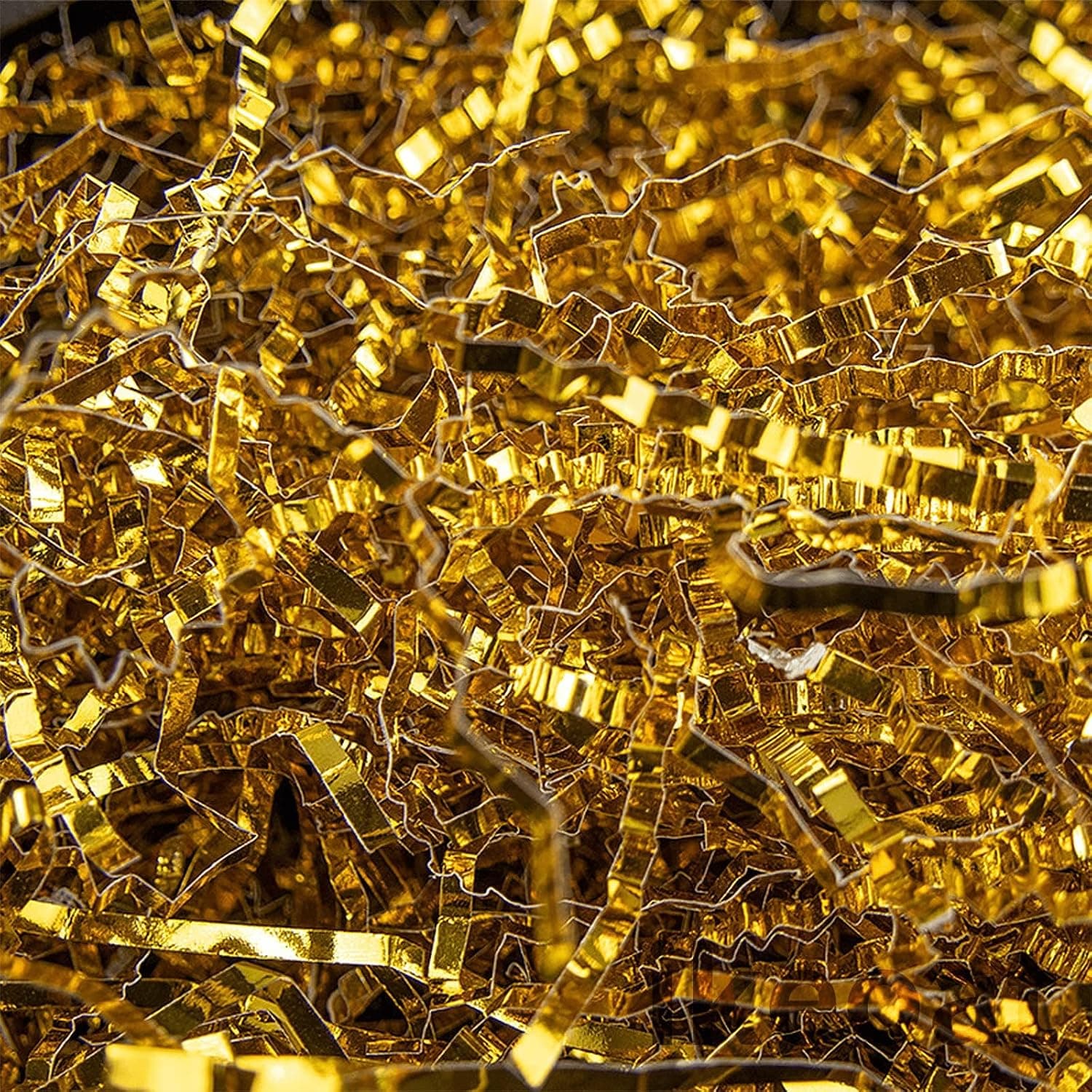 Gold Crinkle Cut Shred Filler, Raffia Paper Shreds for Gift Wrapping & Basket Filling (100 gram)