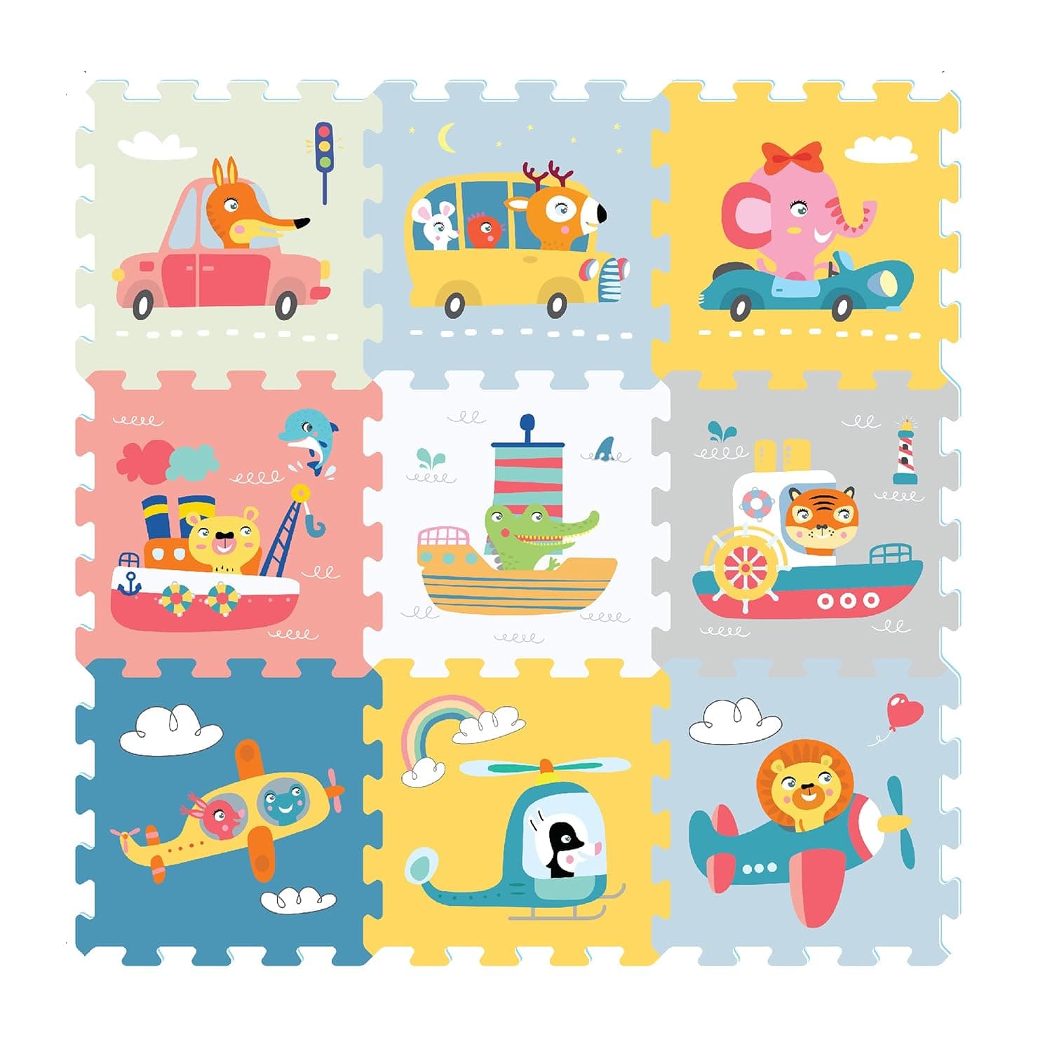 Sunta Transportation & Animals Baby Puzzle Mat 9-Pieces