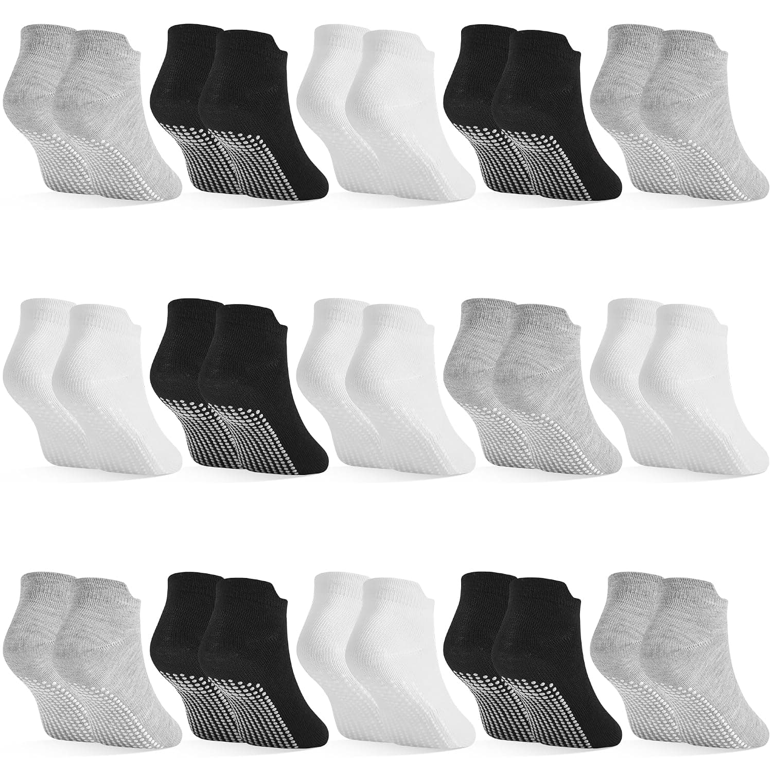 HYCLES Non-Slip Toddler Socks 15 Pairs Non Skid Low Cut Socks for 1-7 Years Anti Skid Ankle Socks for Baby Kids Boys Girls