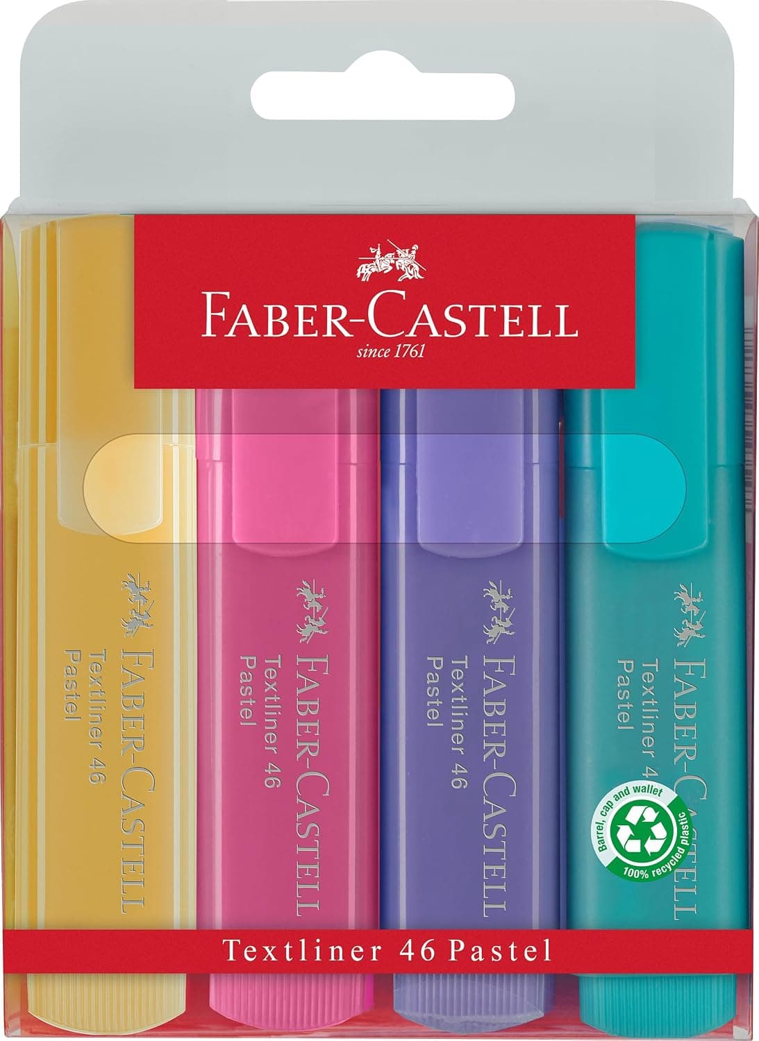 Faber-Castell Textliner 1546 1-5 mm Chisel Tip Highlighter 4-Piece Set, Multicolour